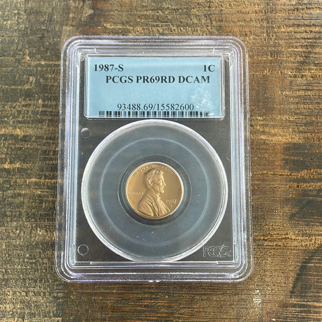 1987-S 1c US Lincoln Memorial Cent PCGS PR69RD DCAM