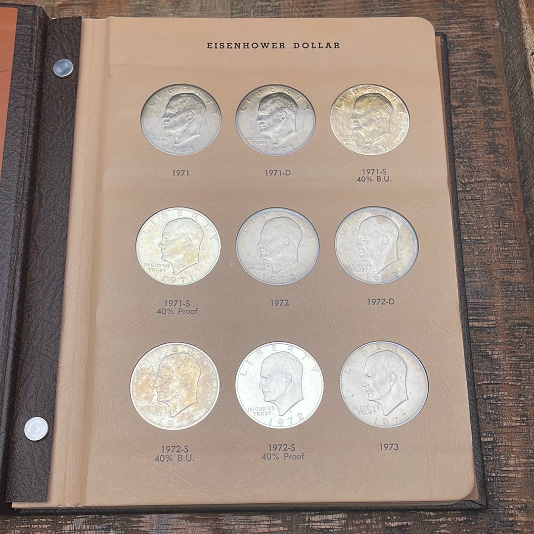 1971-1978 $1 US Eisenhower Dollars Complete Book~including proof only issues