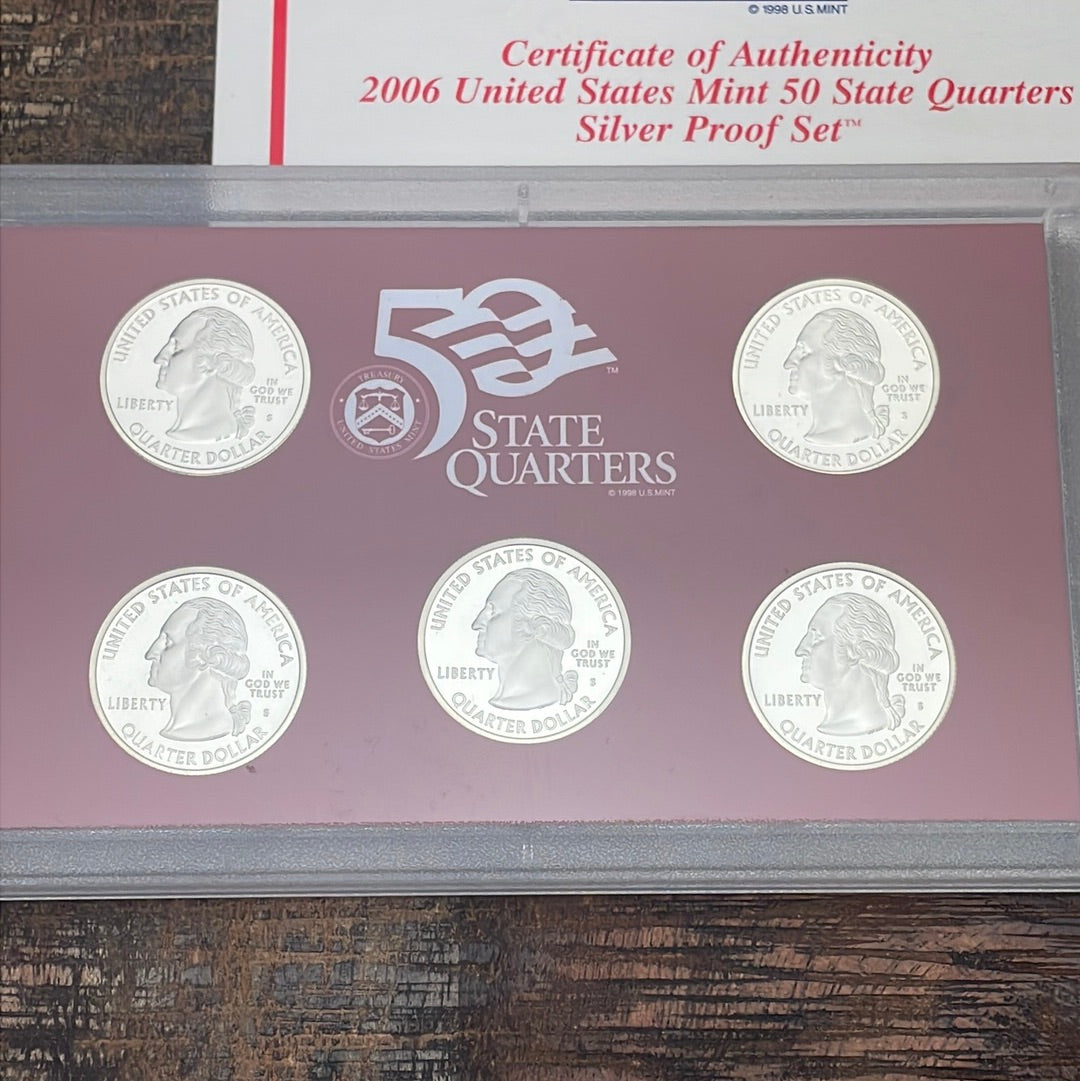 2006 US Mint 50 State Quarters Silver Proof Set in OGP with COA
