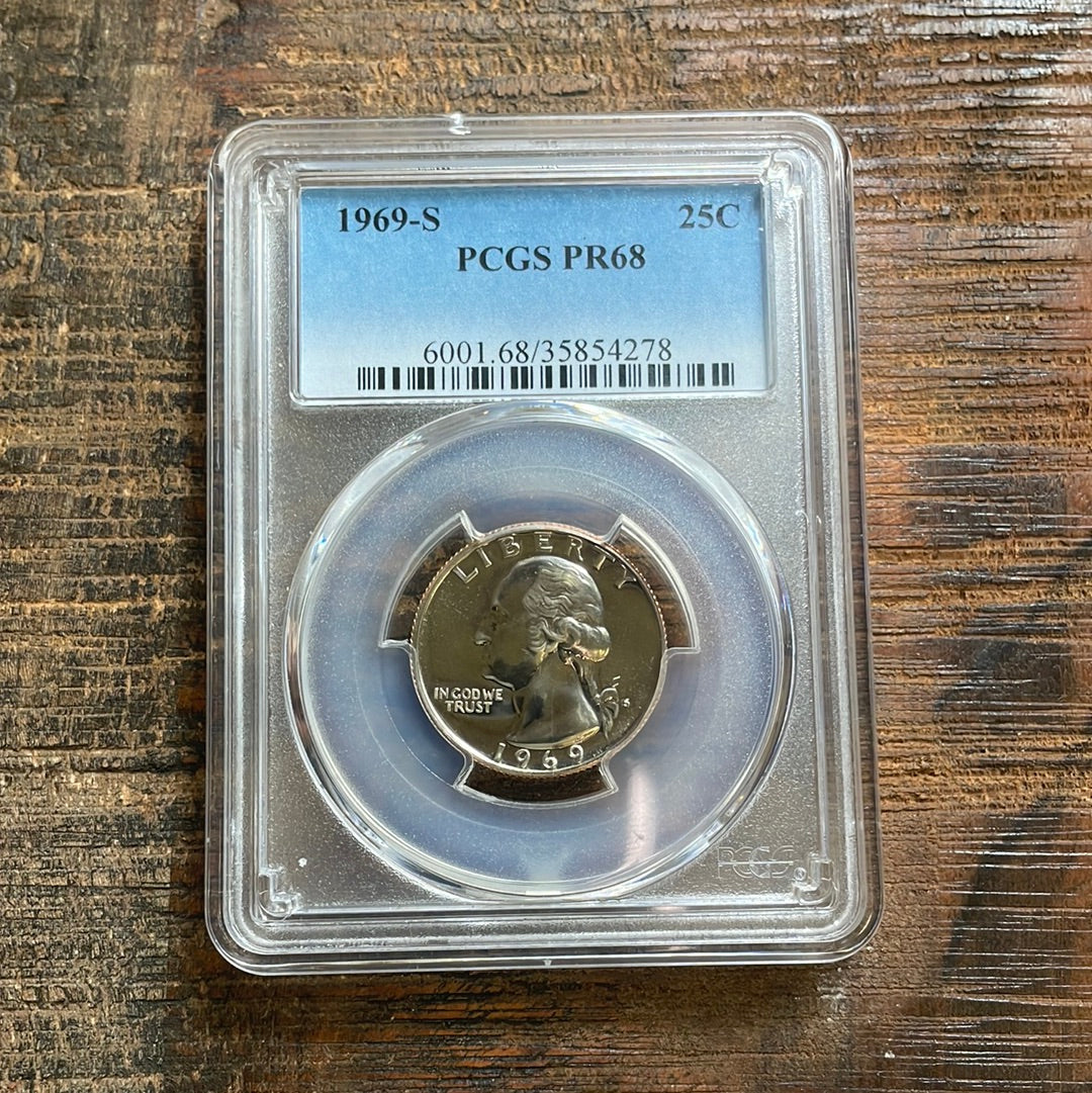 1969-S 25c US Washington Quarter PCGS PR 68