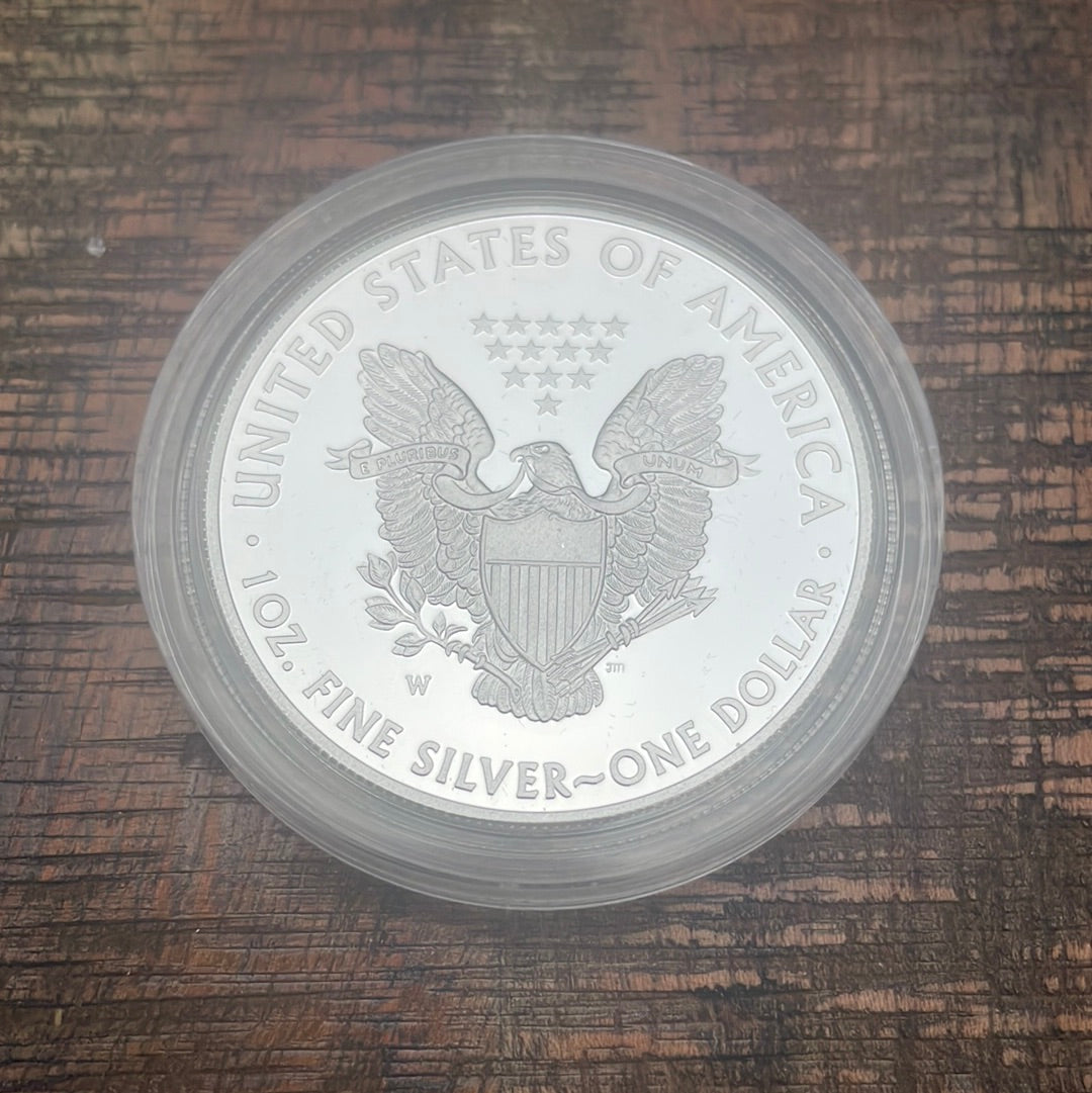 2014-W $1 US American Silver Eagle Proof Coin~Capsule, Presentation Case, Box, with COA.