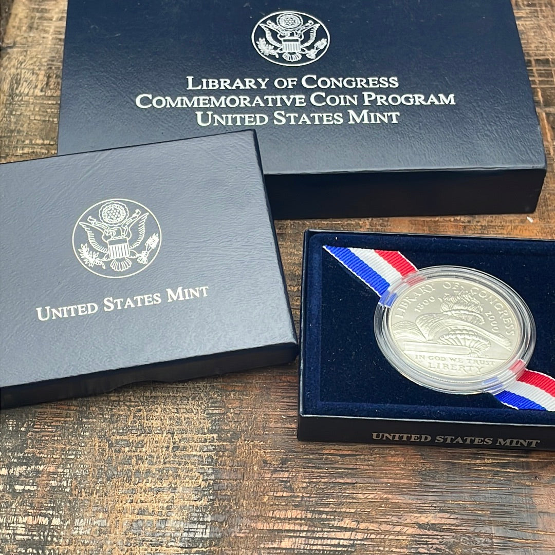 2000 US Mint Library of Congress Commemorative Silver Dollar Coin-Business Strike