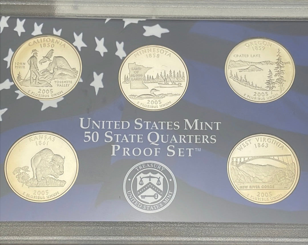 2005 US Mint 50 State Quarters Proof Set in OGP with COA