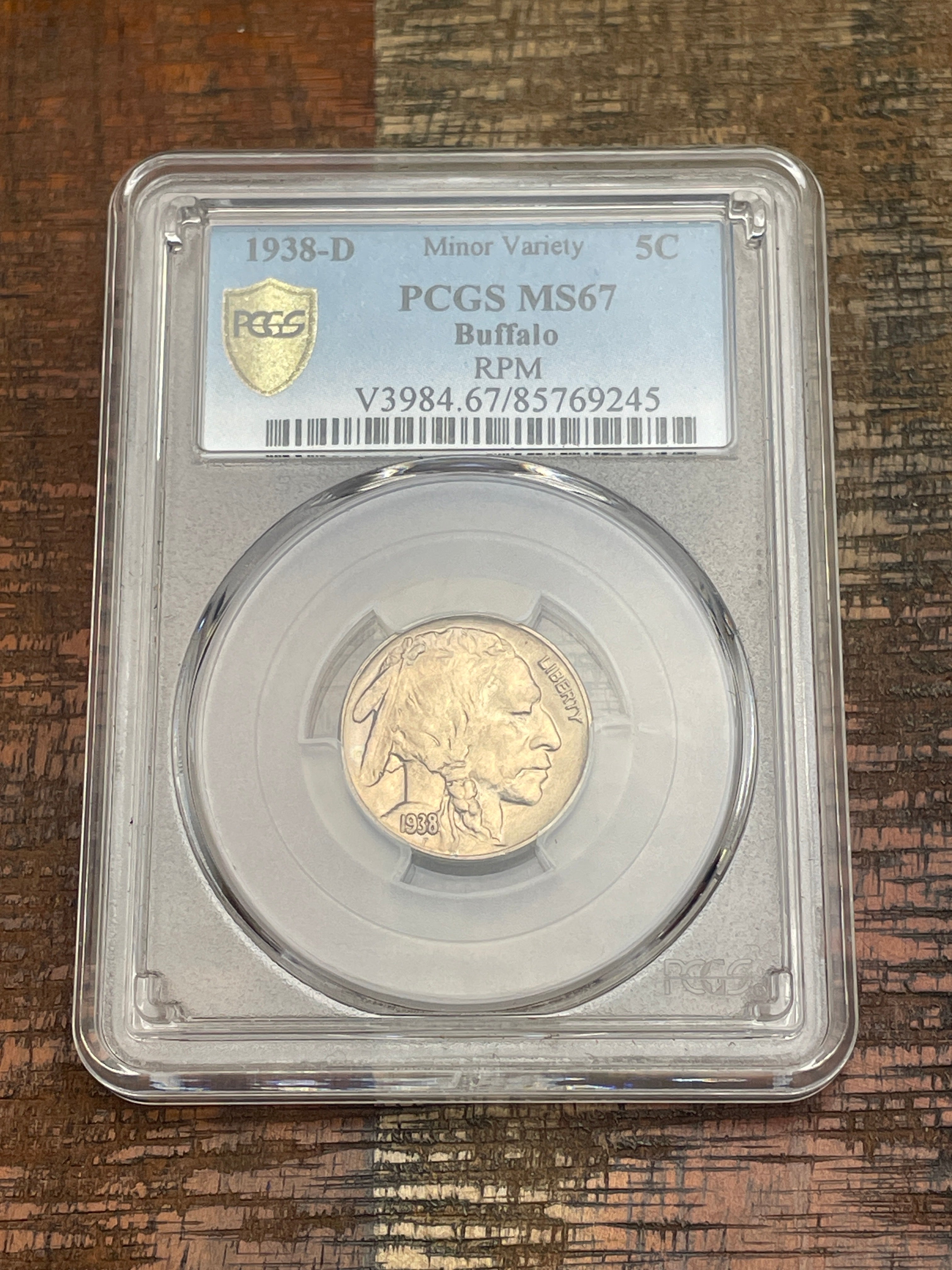 1938-D US 5C Buffalo Nickel RPM PCGS MS67