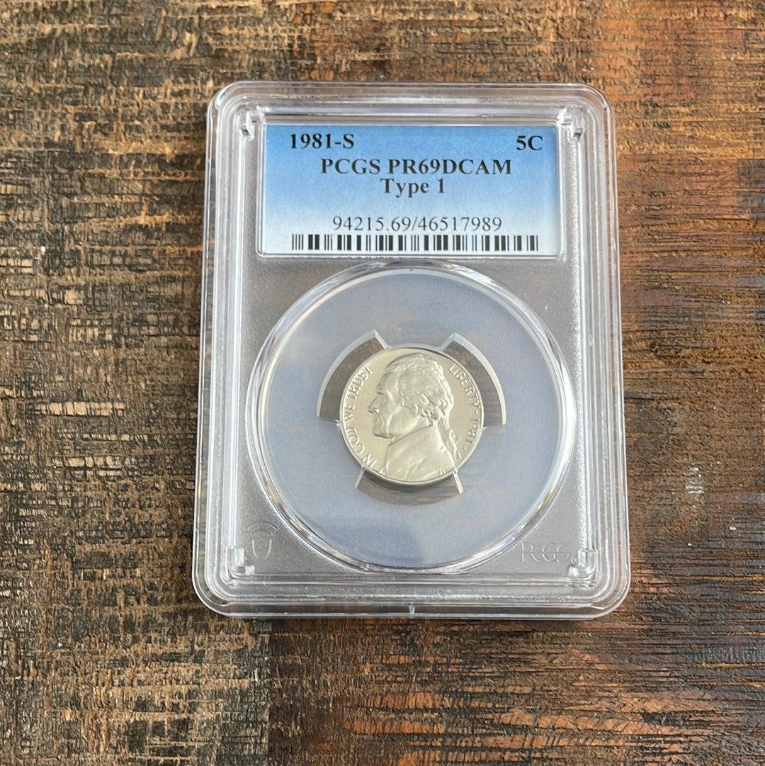 1981-S 5c US Jefferson Nickel PCGS PR69DCAM Type 1.
