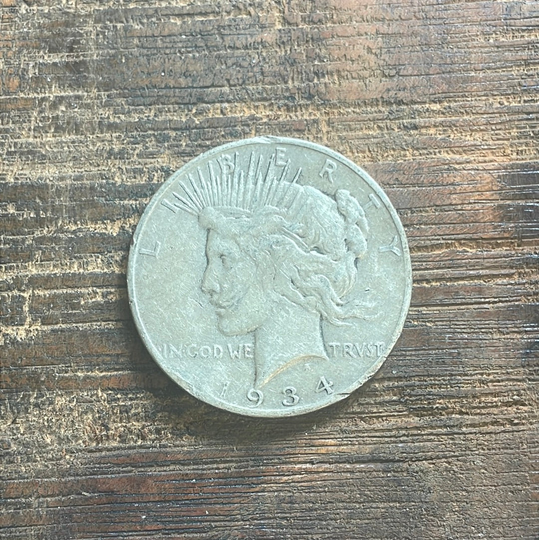 1934-S $1 US Silver Peace Dollar