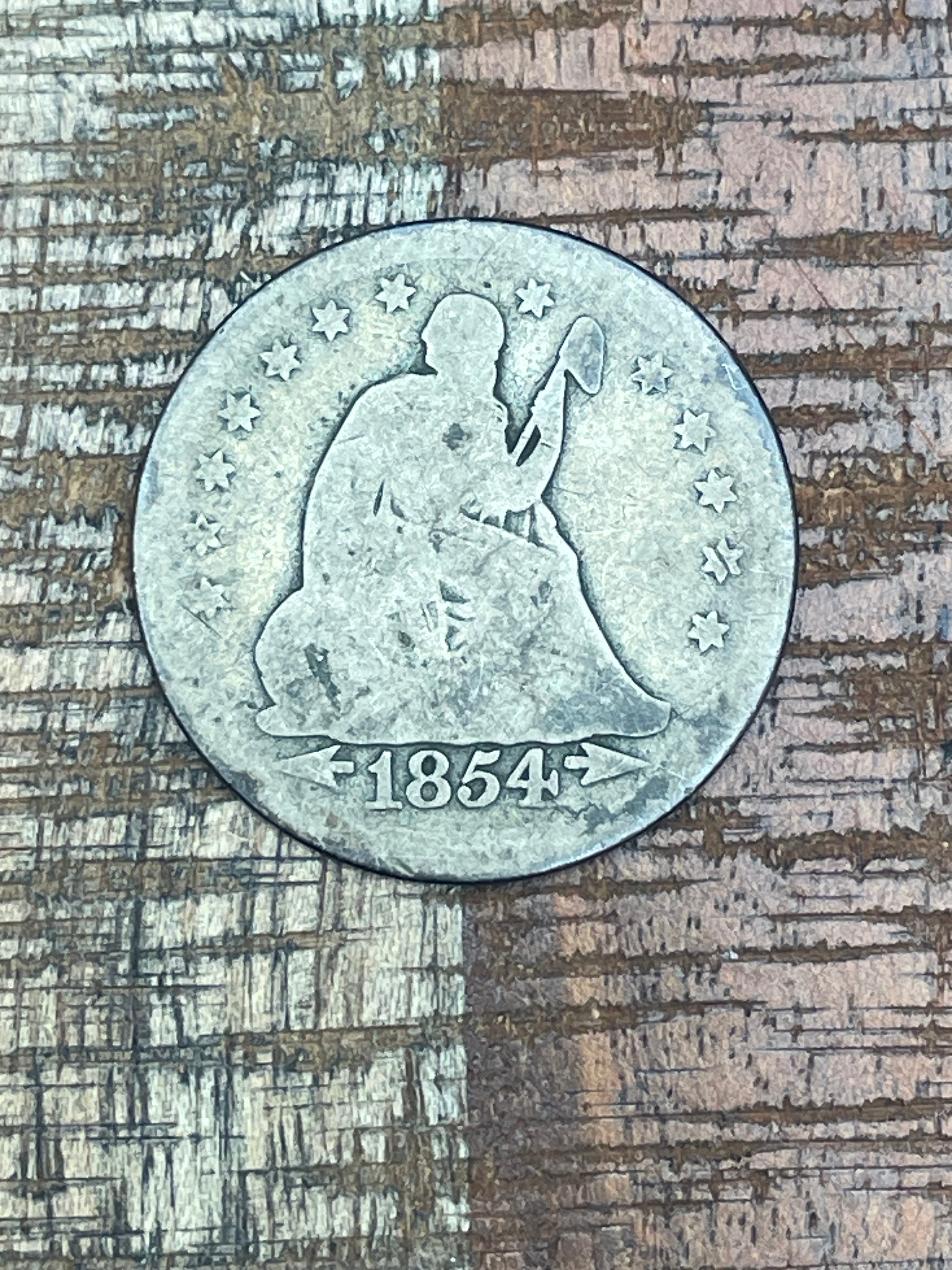 1854 25c US Seated Liberty Quarter ~ 90% Silver