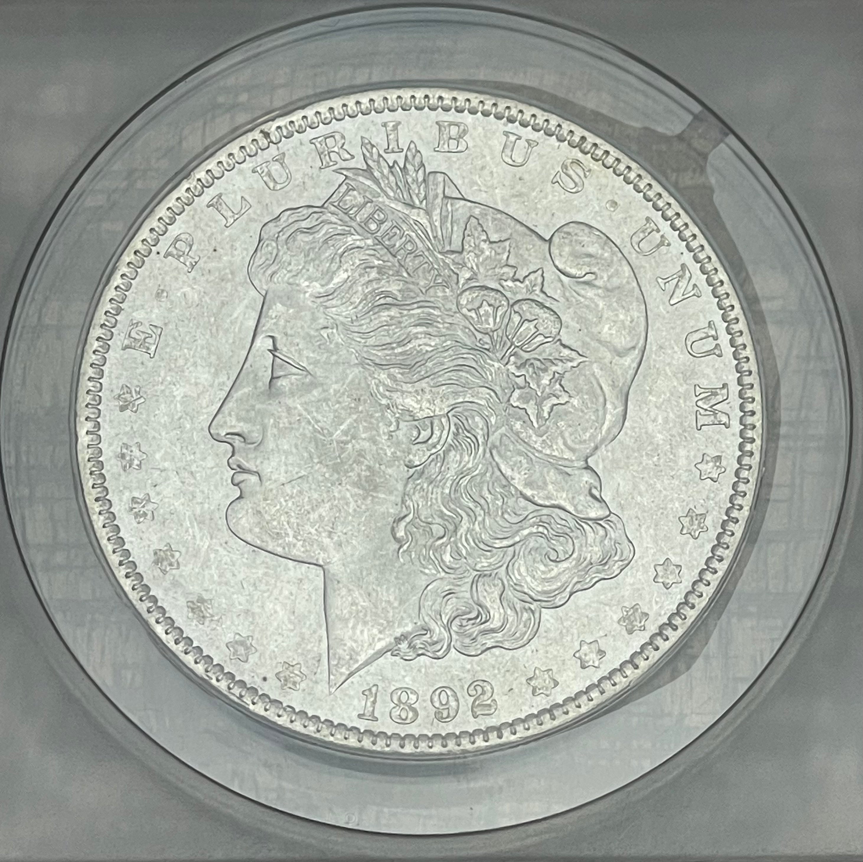 1892 $1 US Morgan Silver Dollar ANACS MS62
