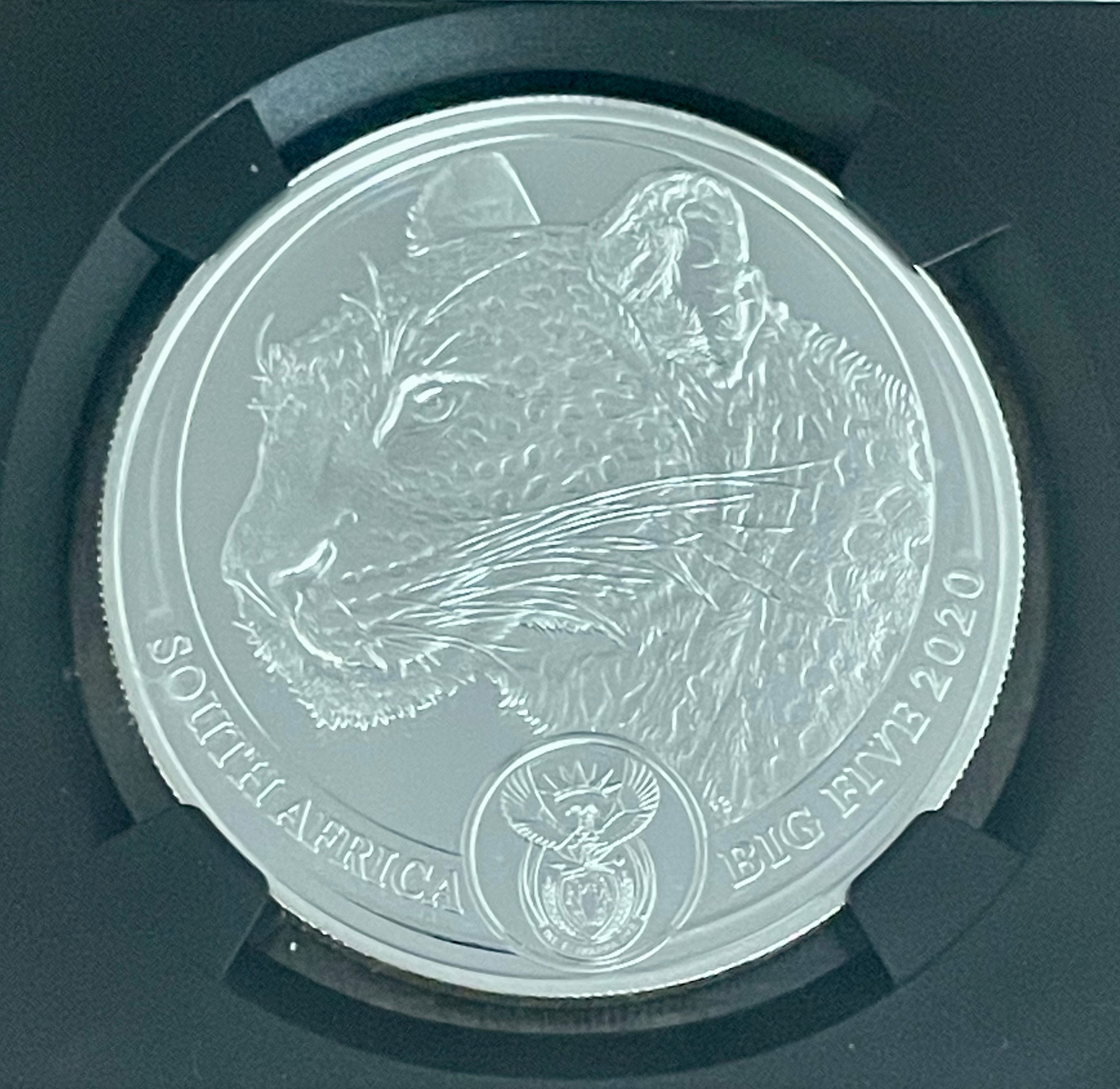 2020 S. Africa 5Rand~Spotted Leopard~FDOI~PF70 Ultra Cameo~ BIG 5~Hand Signed