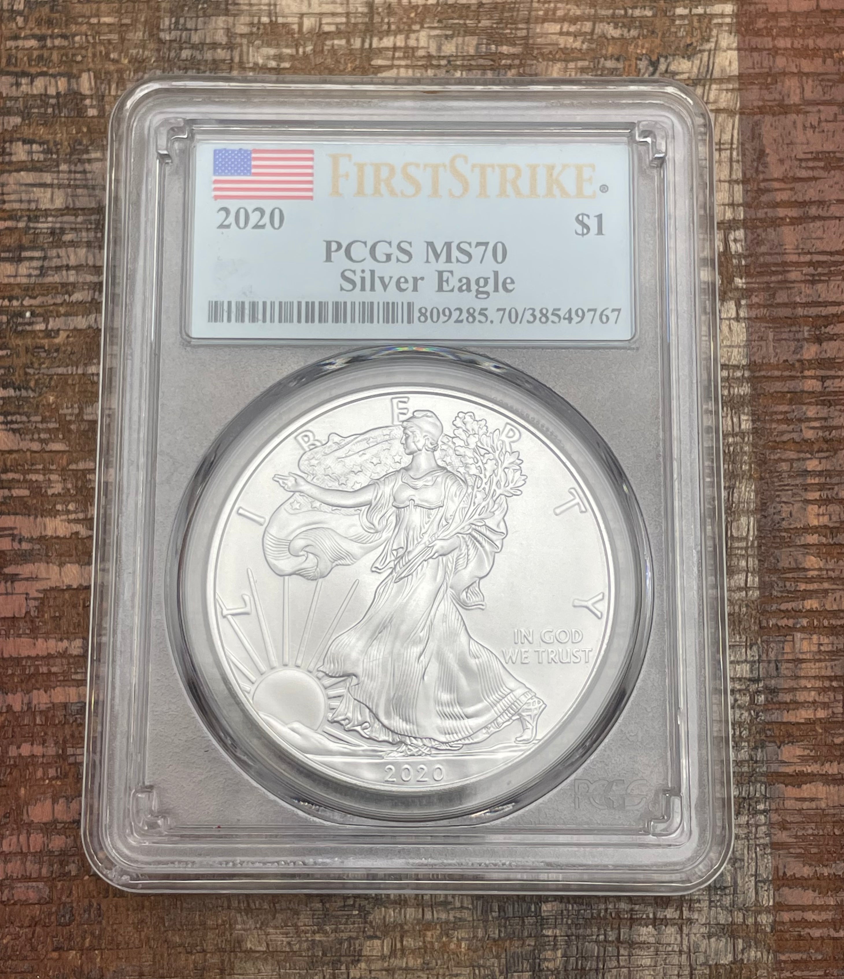 2020 $1 US Silver Eagle ~ PCGS MS70~First Strike