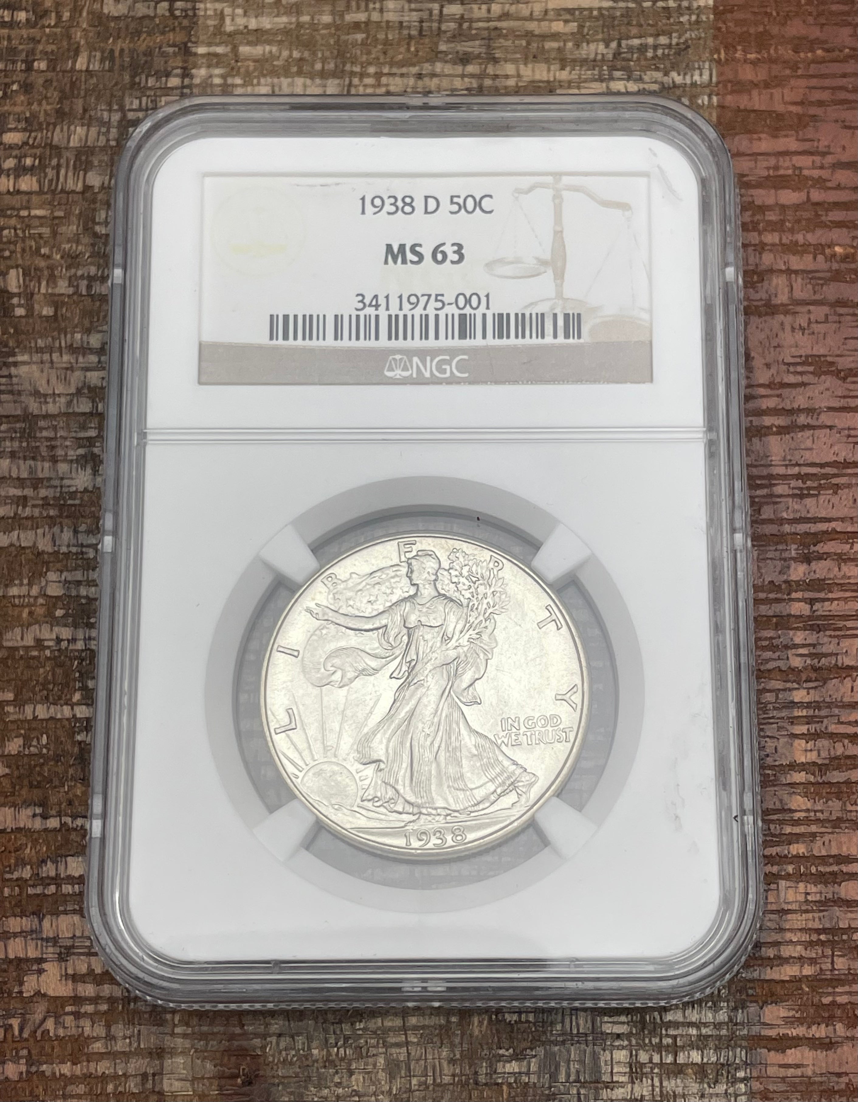 1938-D 50c Walking Liberty Half Dollar~NGC MS63
