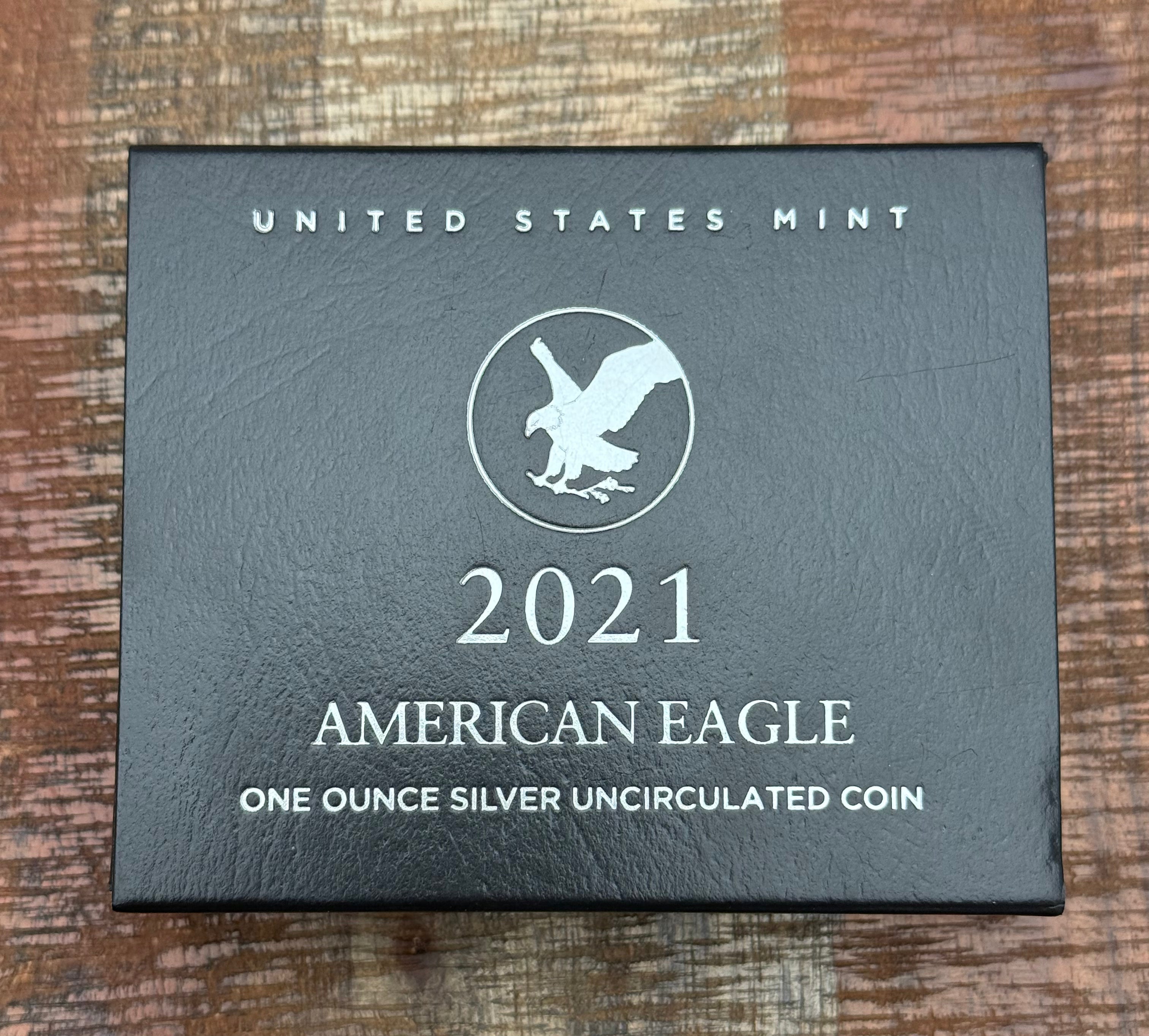 2021-W $1 US American Silver Eagle Coin ~ Type II ~Capsule, Presentation Case, Box, with COA.