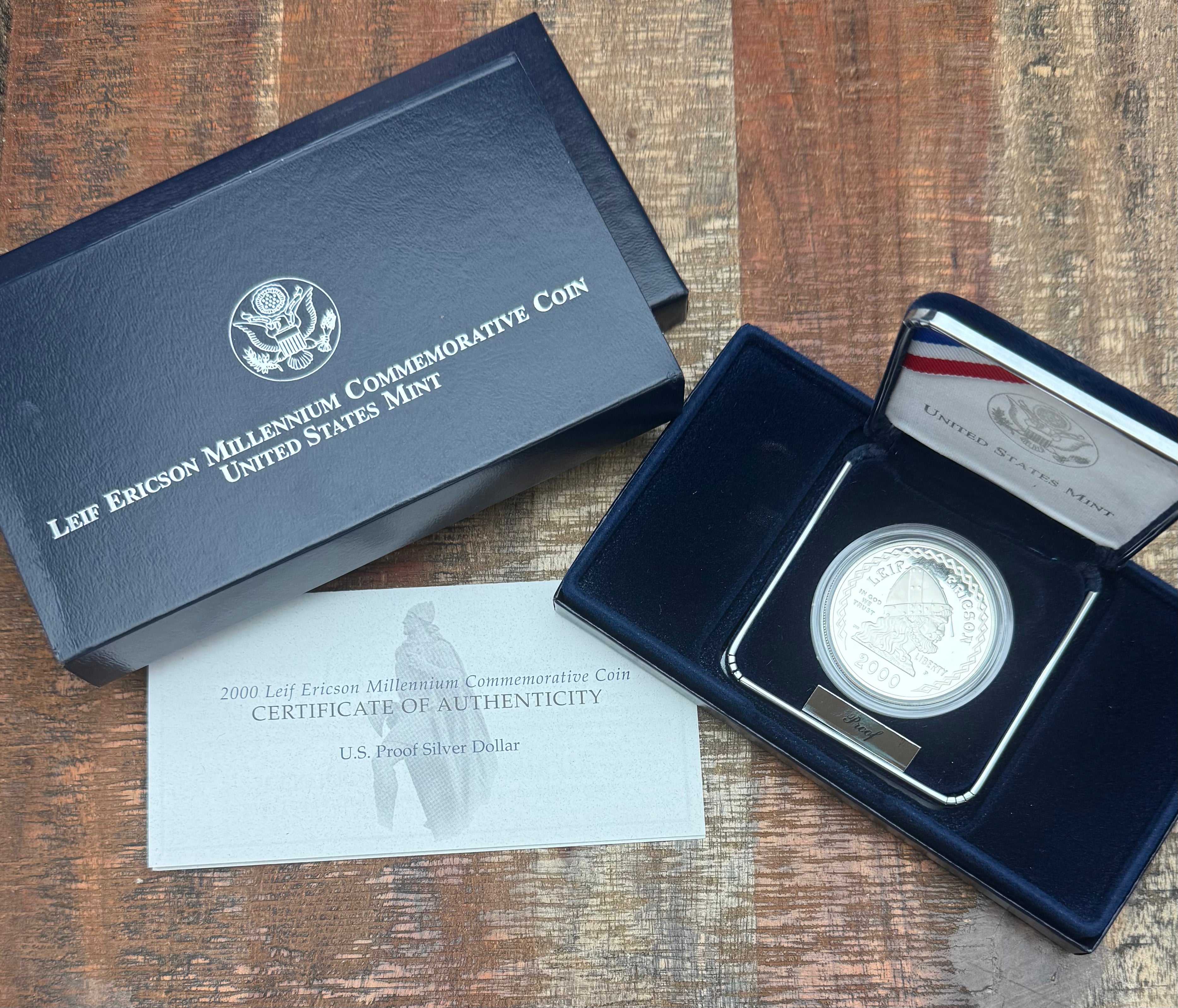 2000 Leif Ericson Millennium Commemorative Coin ~ Proof Silver Dollar