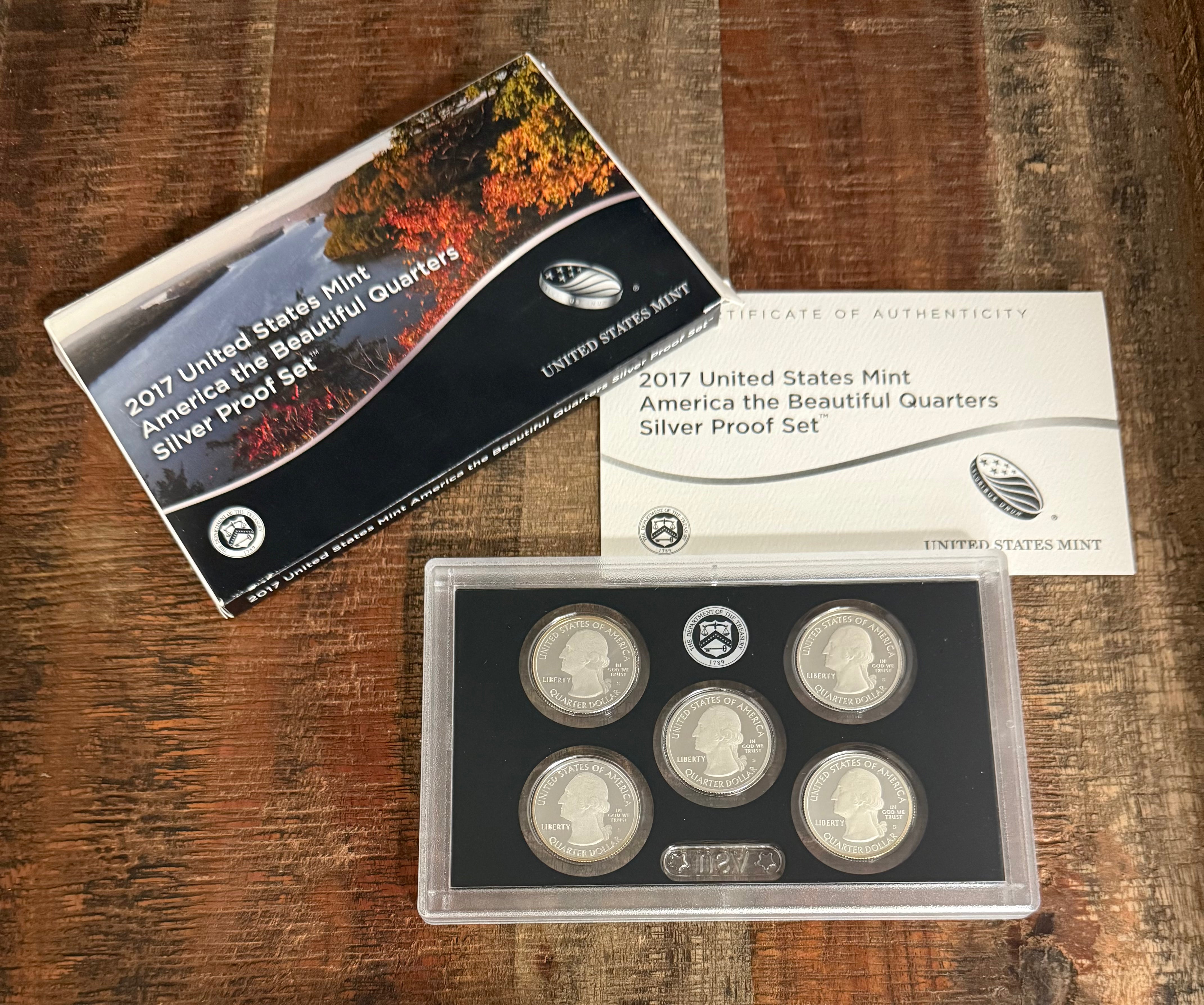 2017-S US Mint America the Beautiful Quarters Silver Proof Set in OGP with Box and COA