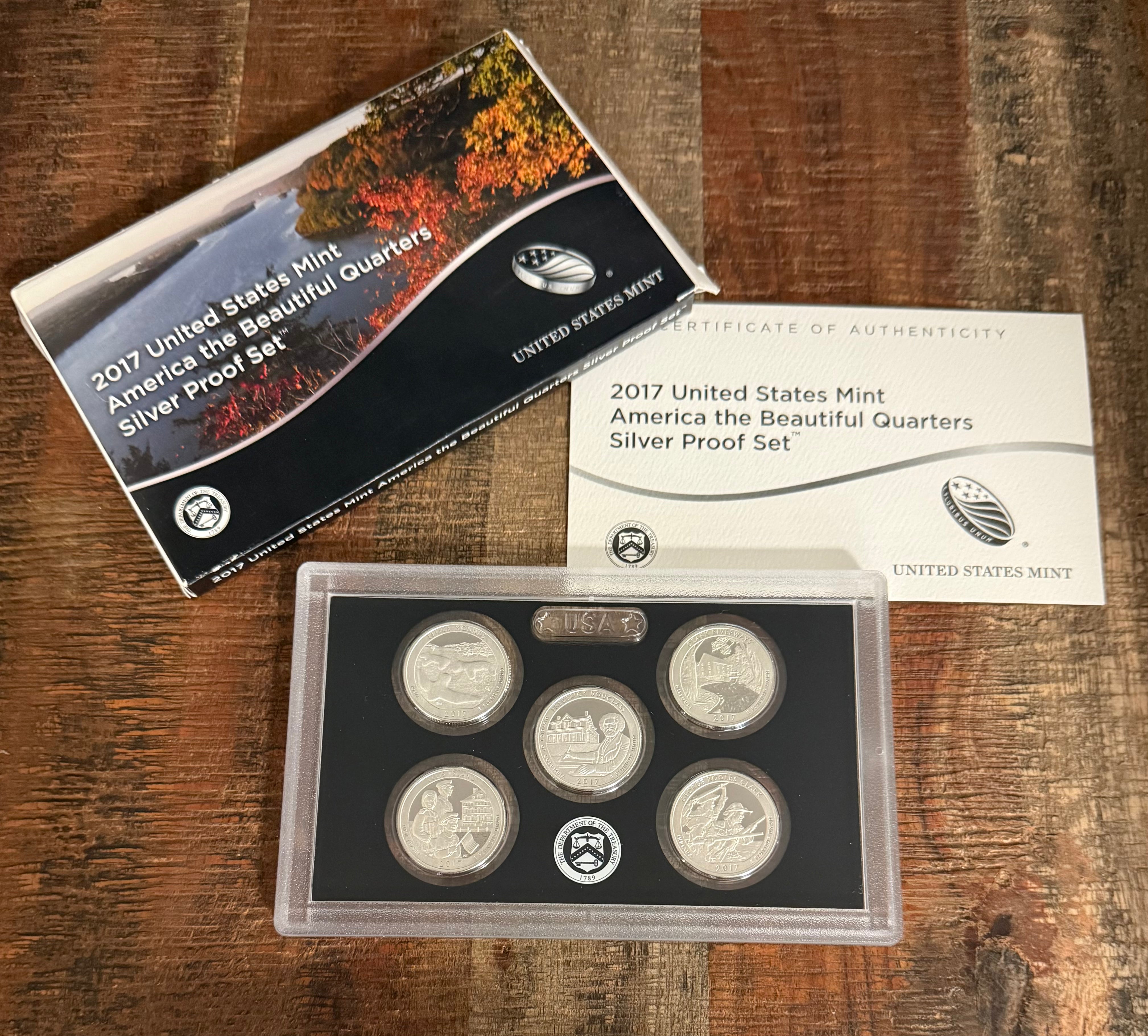 2017-S US Mint America the Beautiful Quarters Silver Proof Set in OGP with Box and COA
