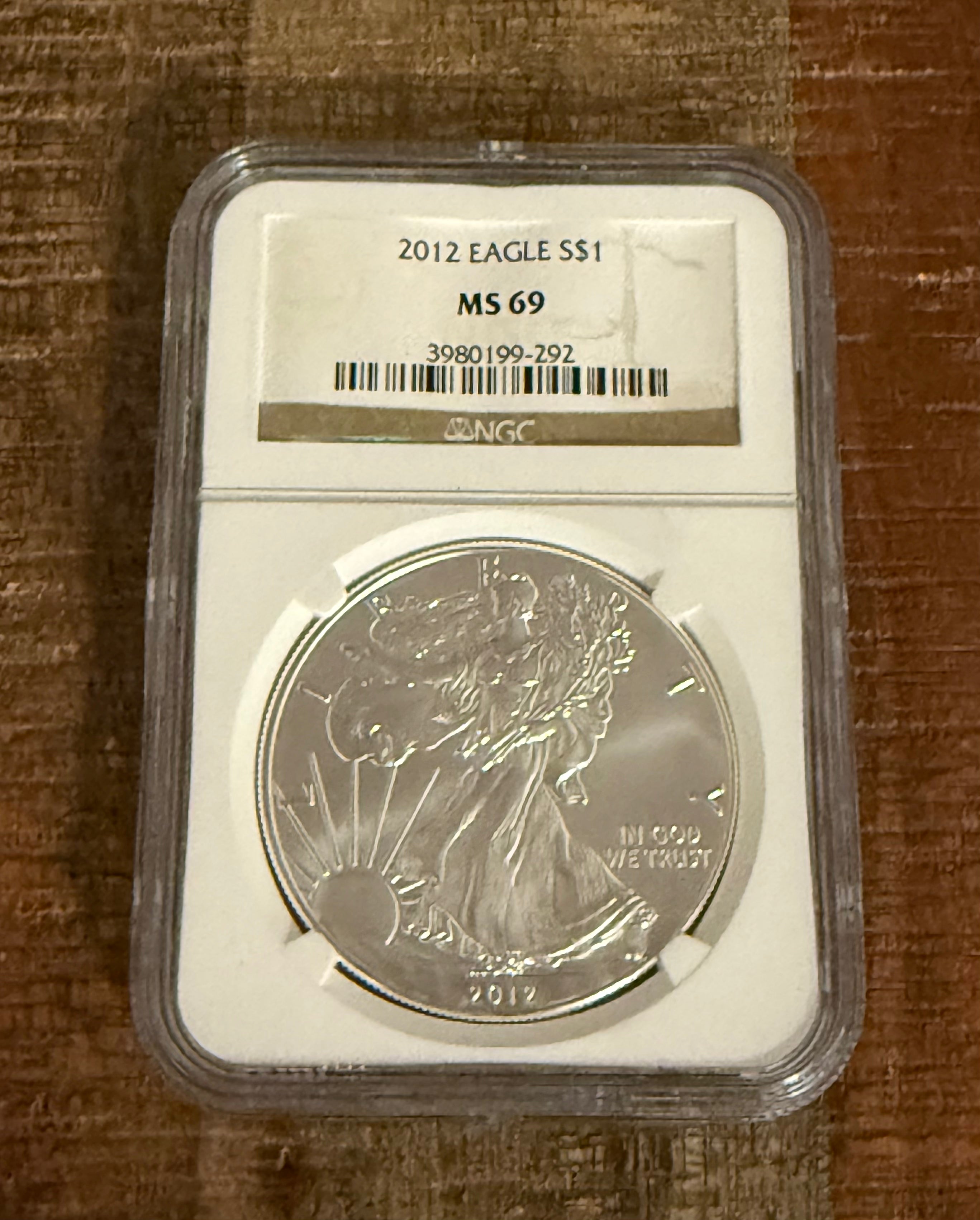 2012 $1 US American Silver Eagle NGC MS69