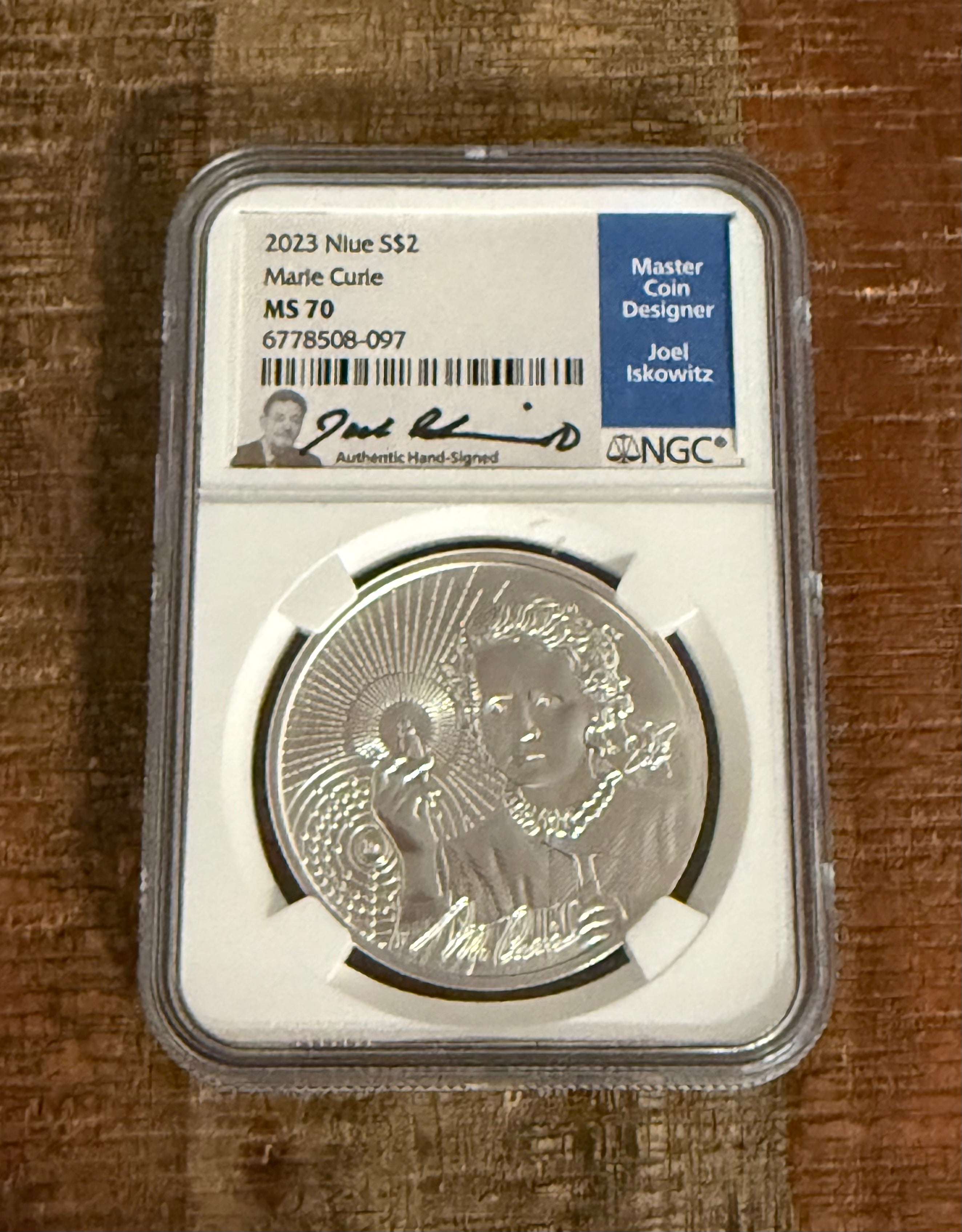 2023 $2 Niue Marie Curie ~ NGC MS70 ~ Iskowitz Signed