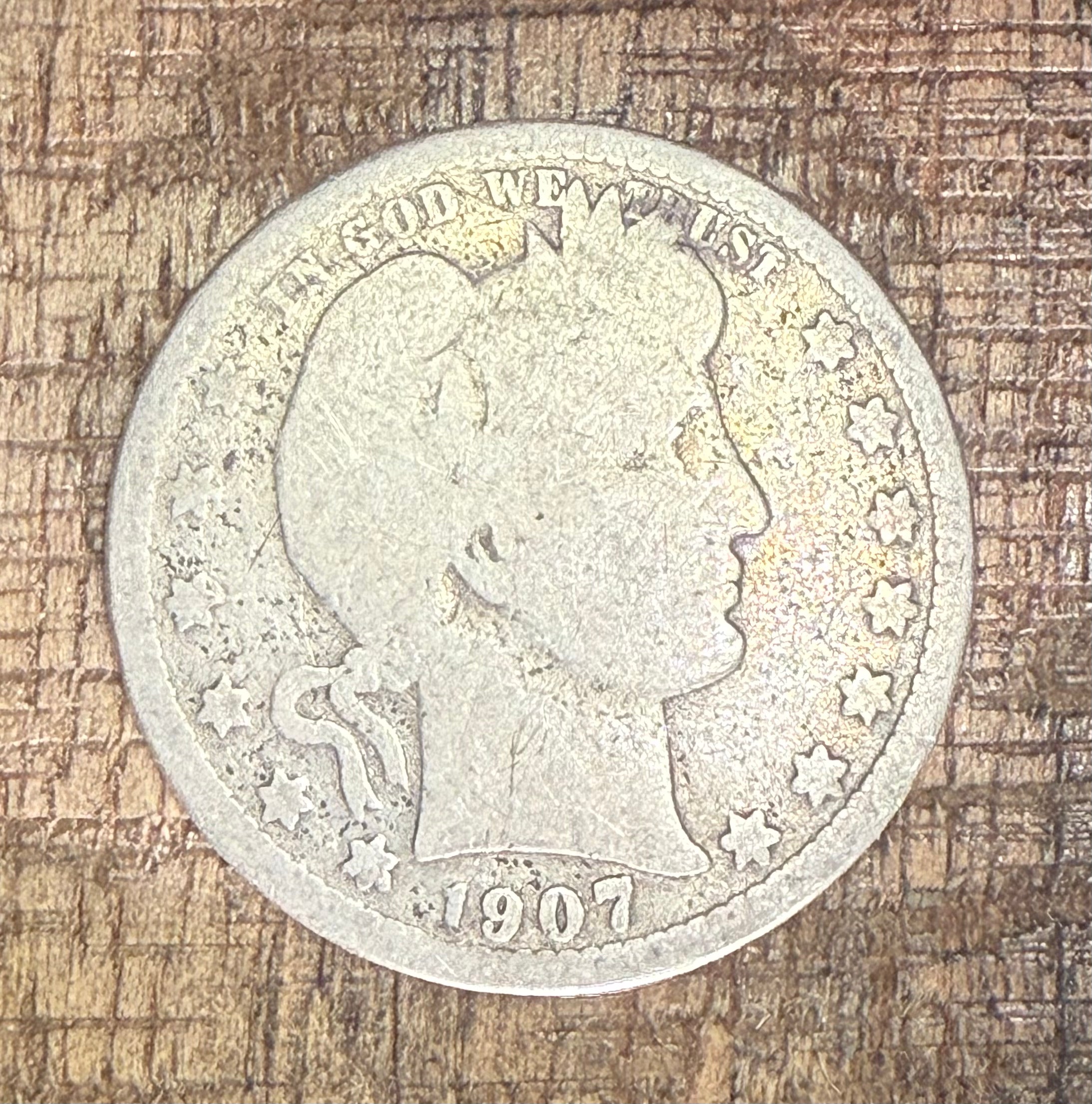 1907 50C US Barber Quarter  Dollar