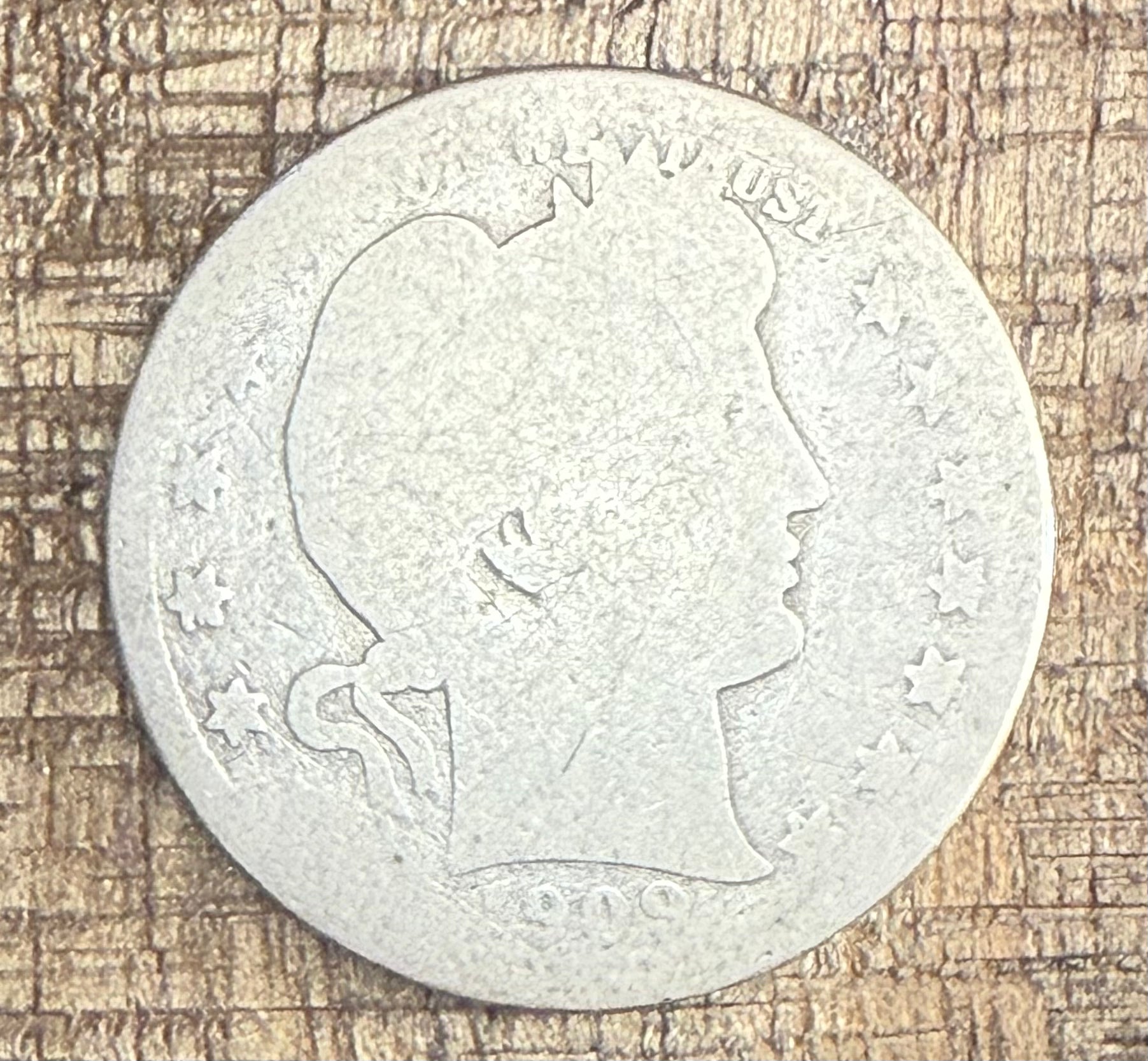 1909 25C US Barber Quarter