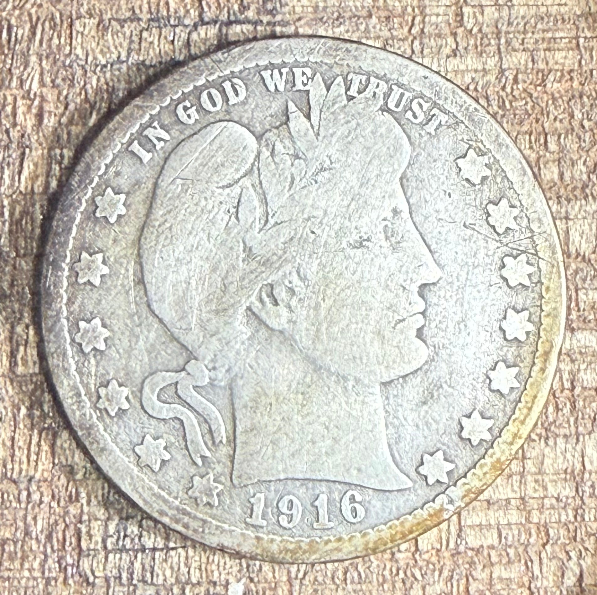 1916-D 50C US Barber Quarter  Dollar