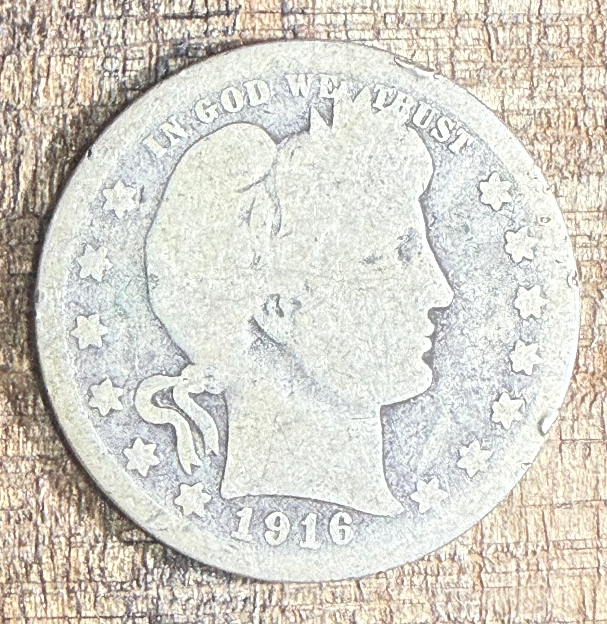 1916-D 50C US Barber Quarter  Dollar