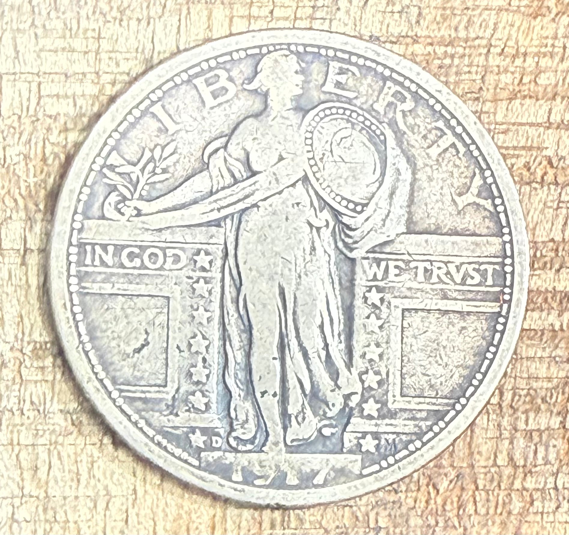 1917-D 25C US Standing Liberty Quarter~Type I
