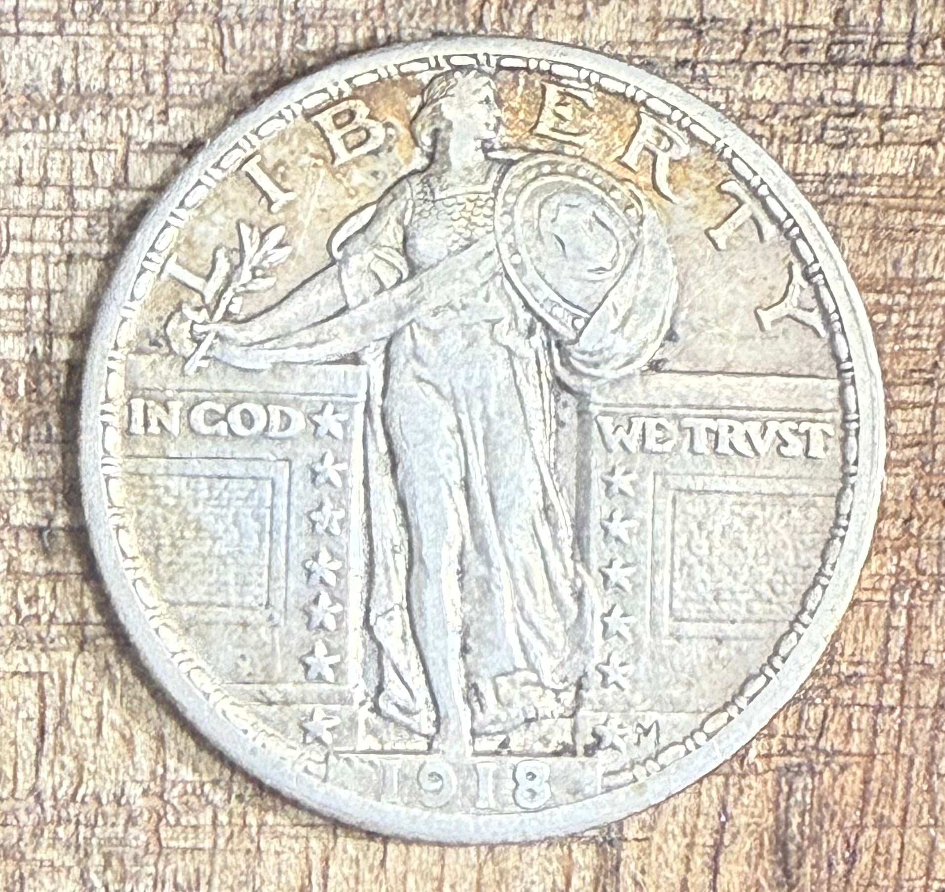 1918 25C US Standing Liberty Quarter