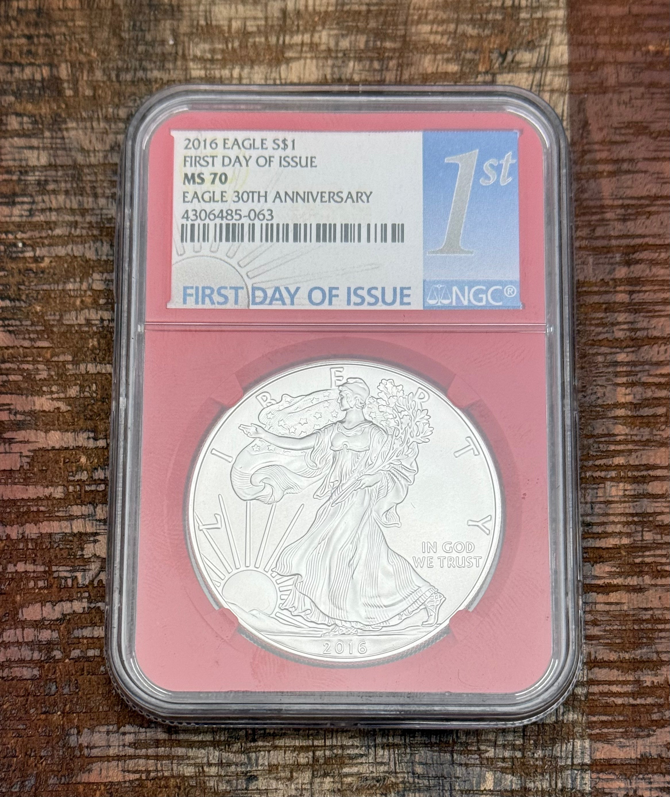 2016 $1 American Silver Eagle ~ NGC MS70 ~ First Day of Issue ~ 30th Anniversary
