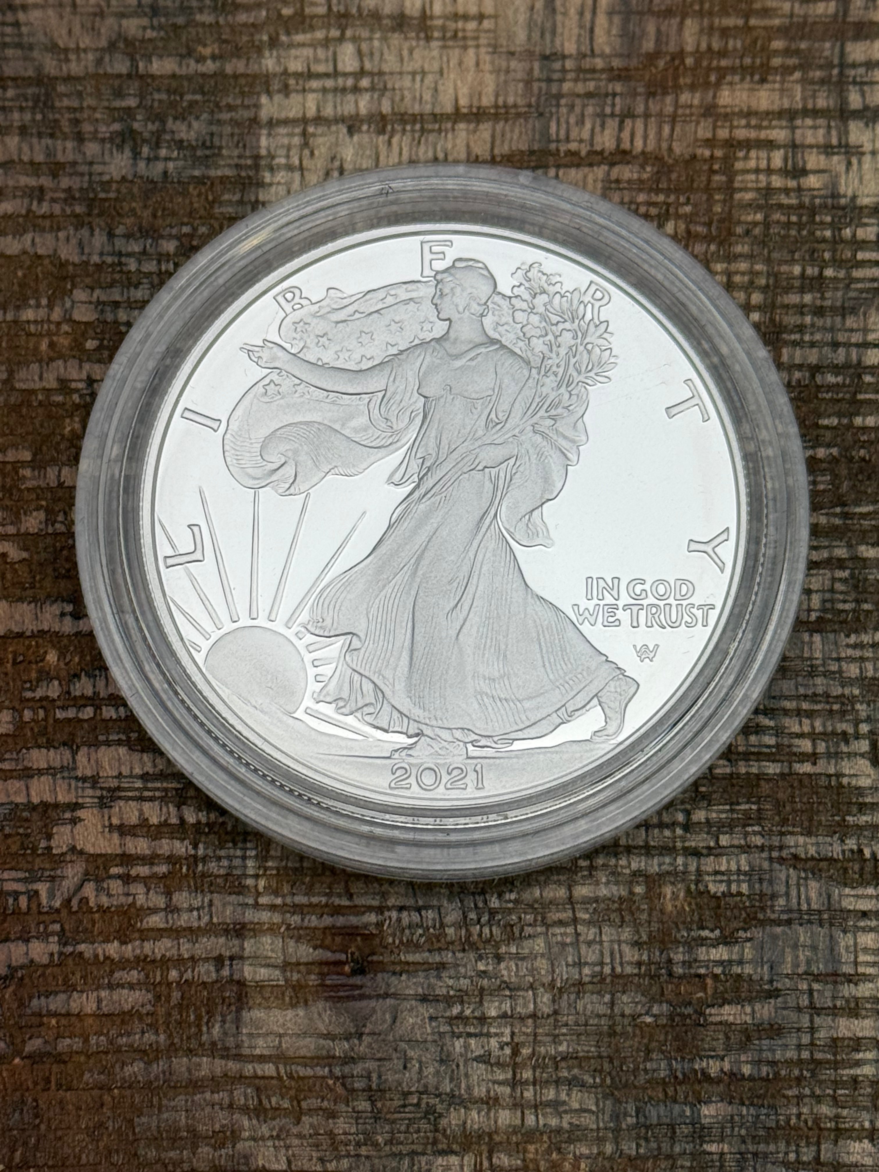 2021-W $1 US American Silver Eagle Proof Coin ~ Type II ~Capsule, Presentation Case, Box, with COA. (Copy)
