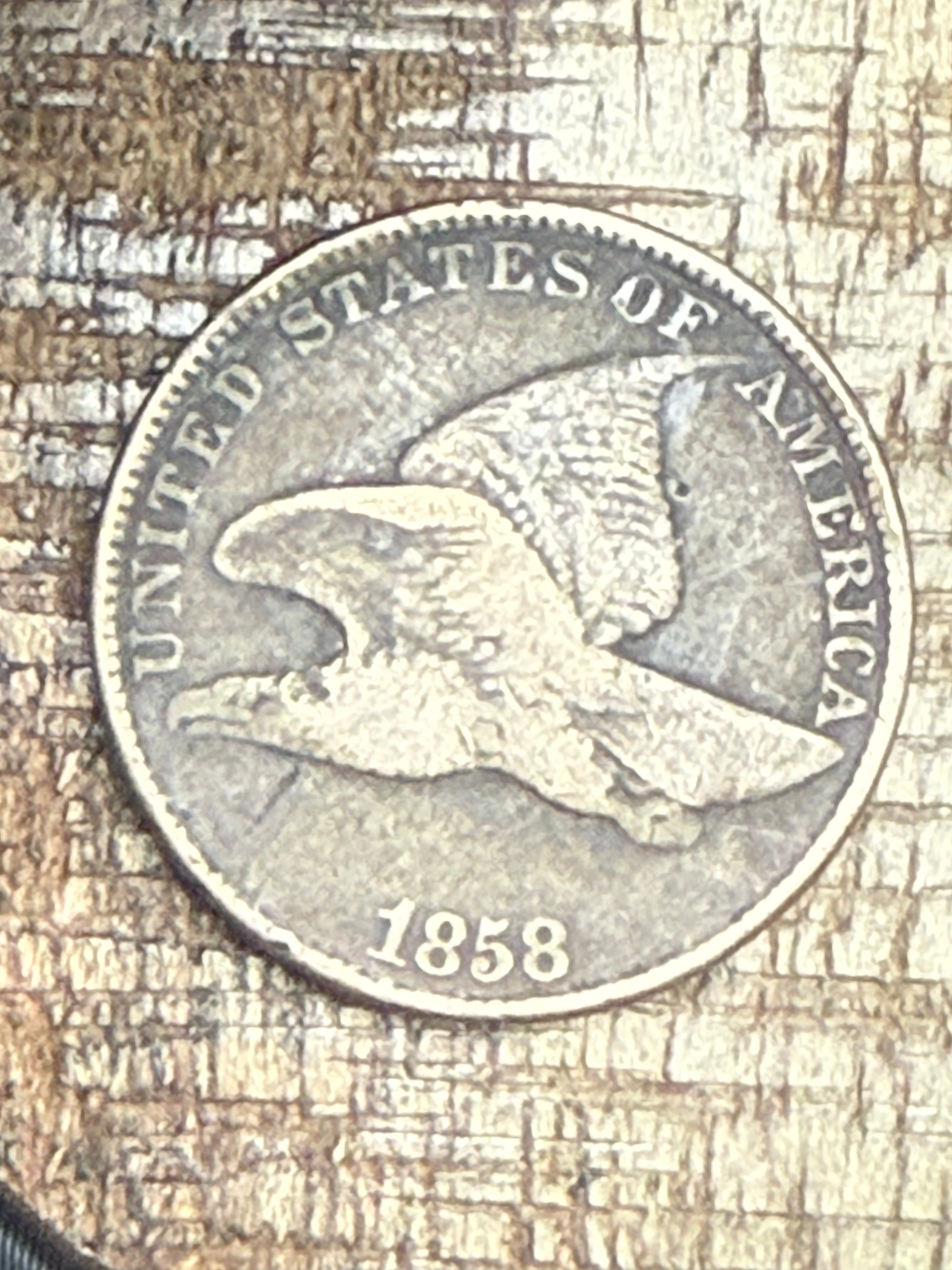 1858 1c Flying Cent ~ Large Letters