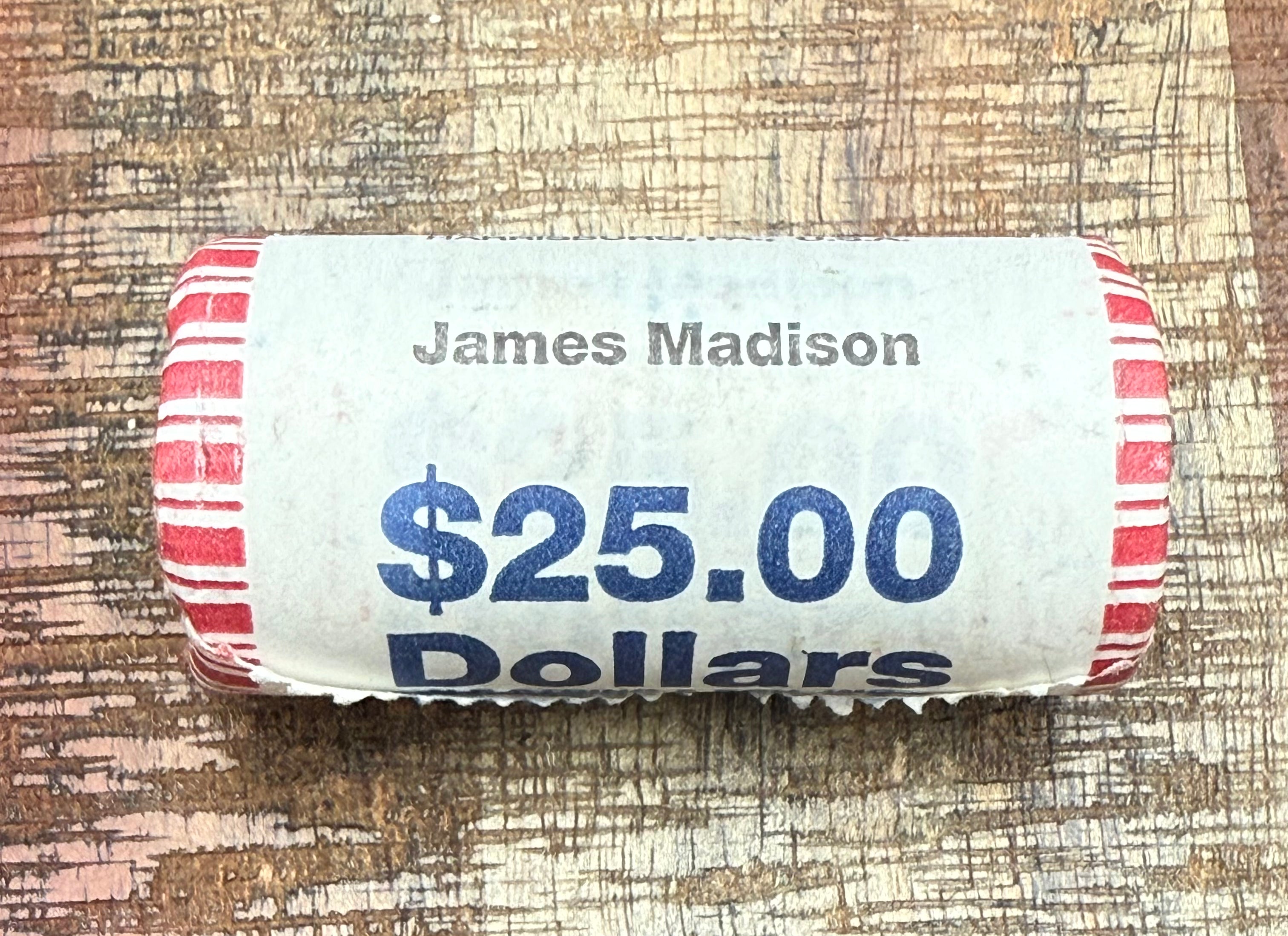 2007 $1 US Presidential Dollar Bank Roll ~ James Madison ~ Roll of 25 Coins
