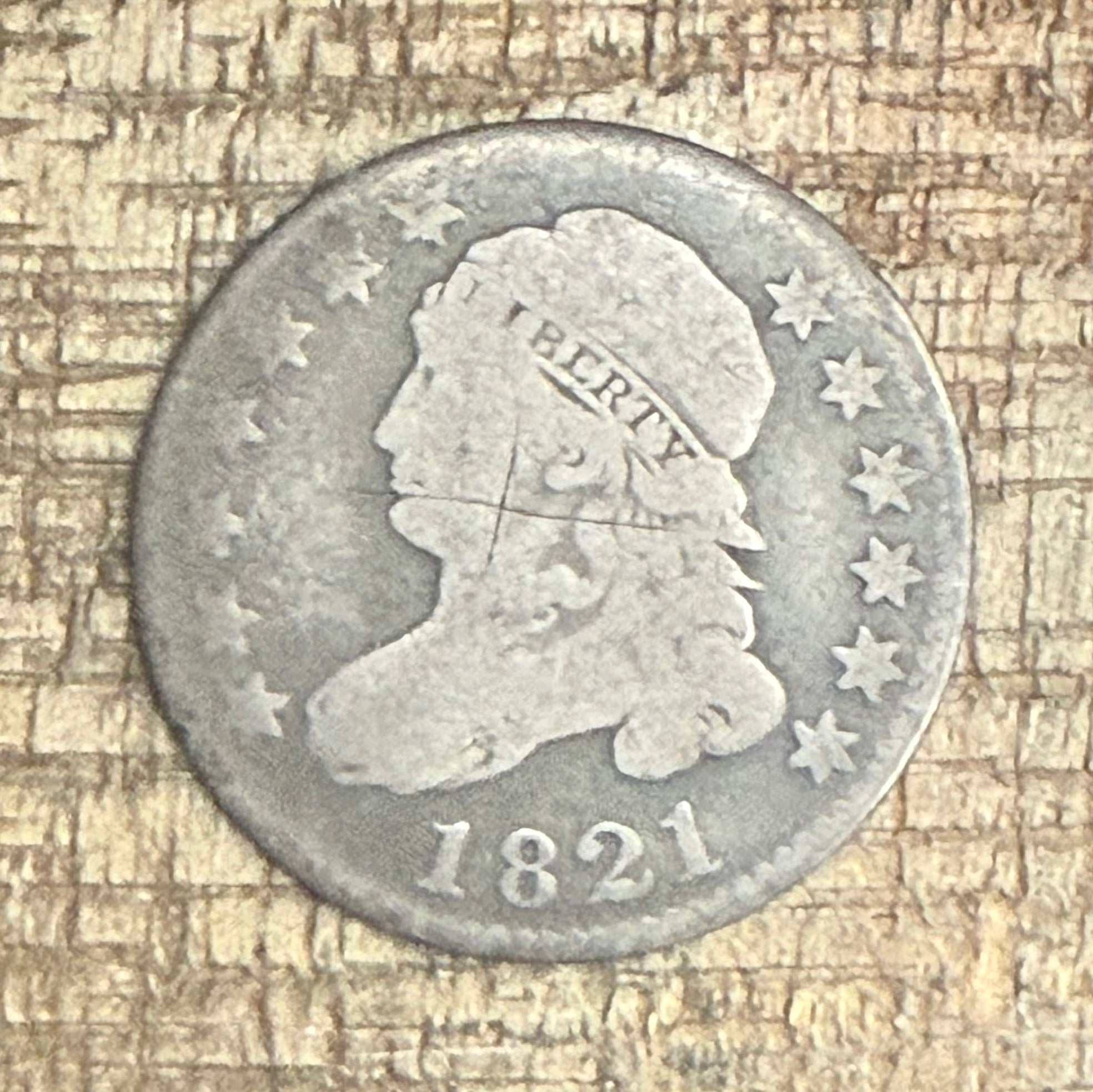 1821 10C Capped Bust Dime ~ Large Date