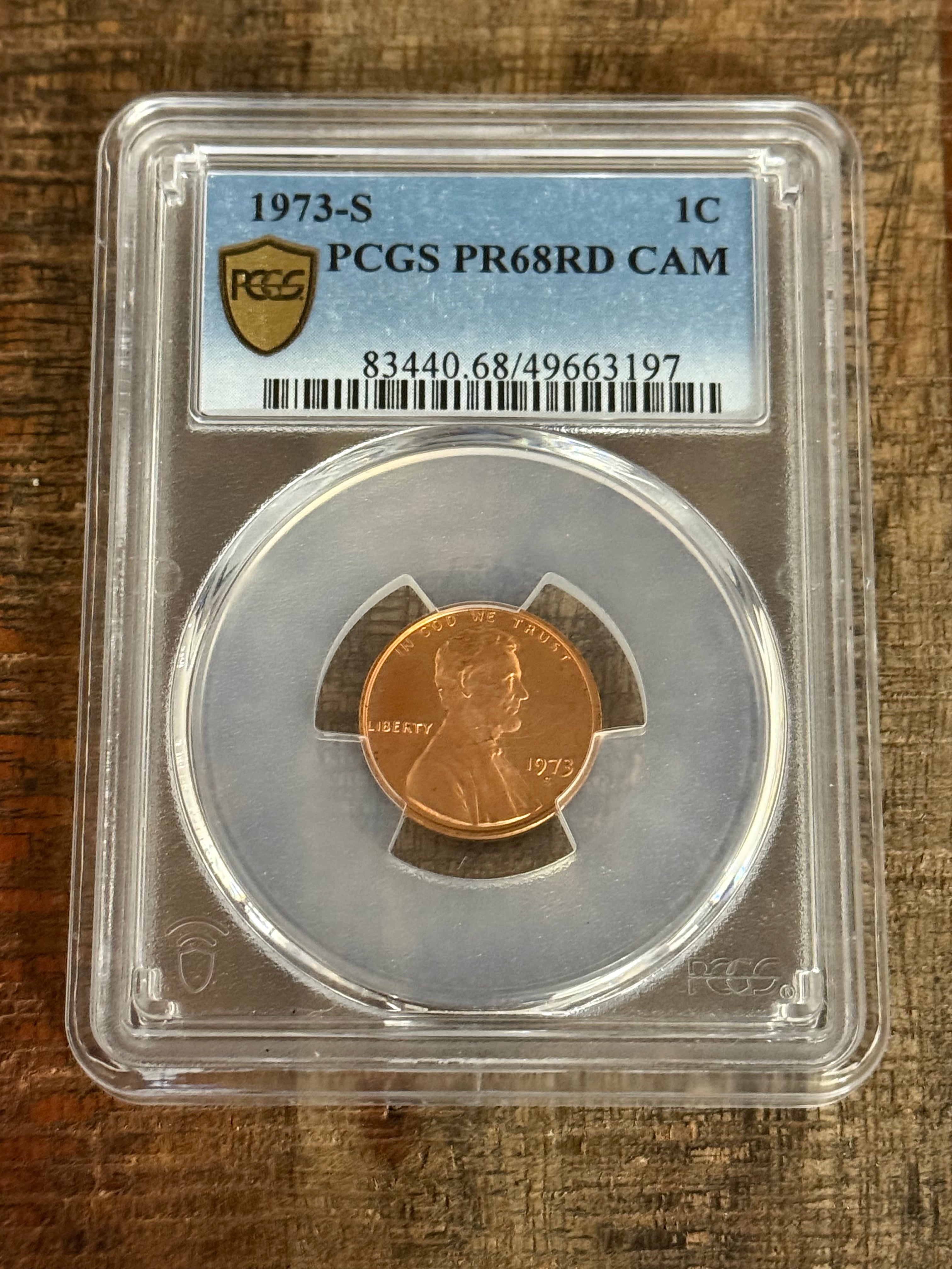 1973-S 1c US Lincoln Memorial Cent PCGS PR68RD Cameo