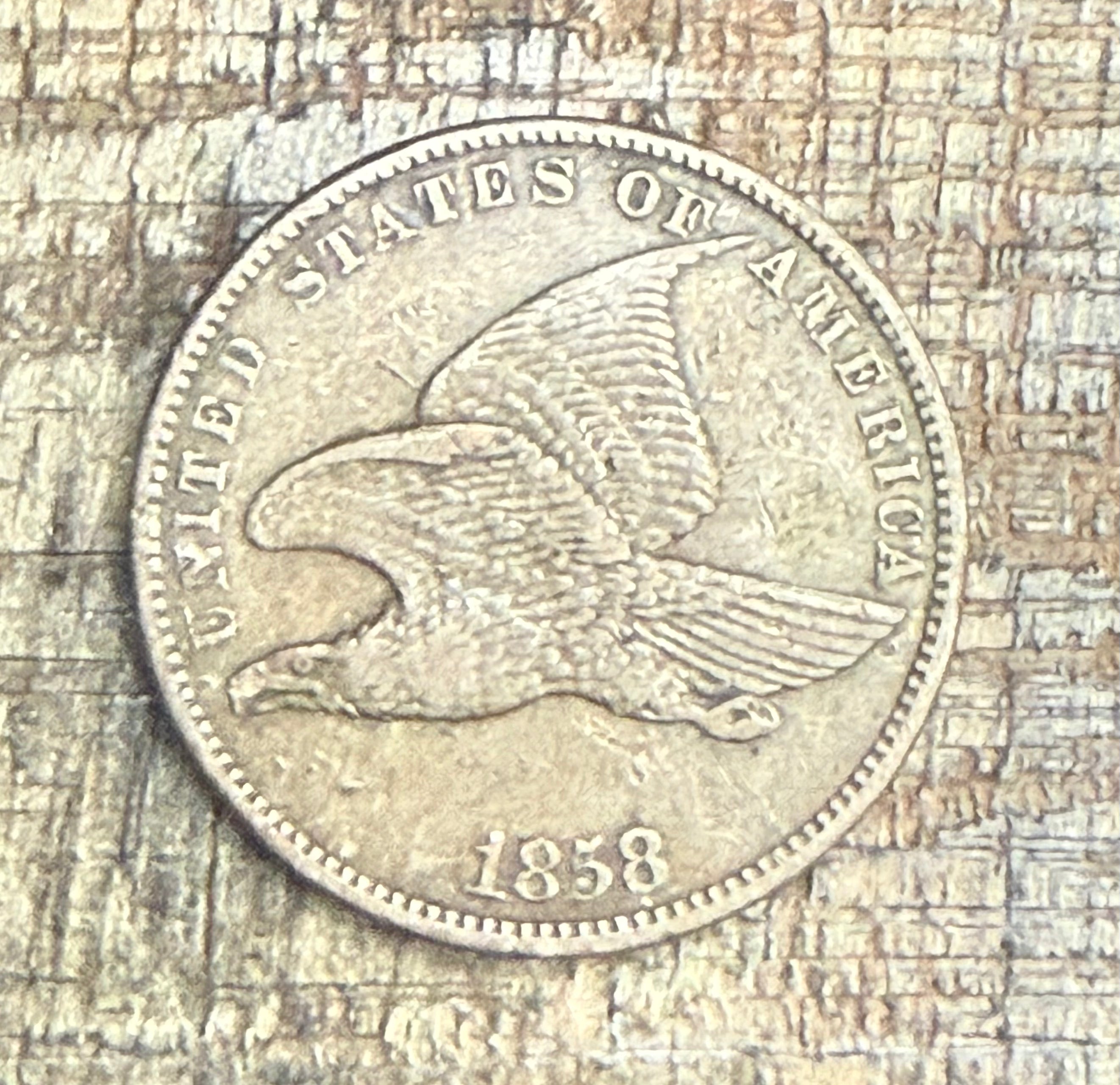 1858 1c US Flying Cent ~ Small Letters