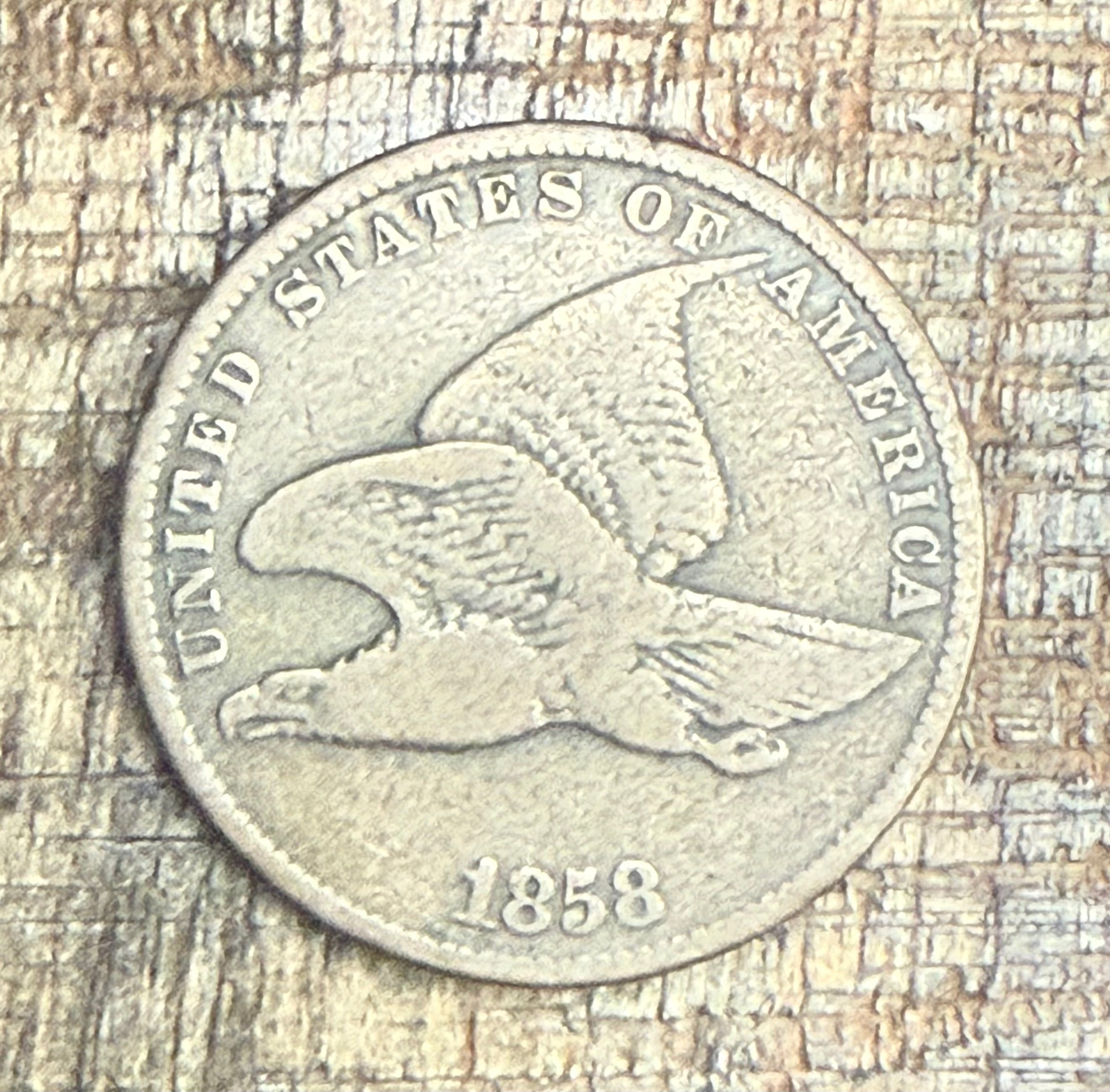 1858 1c US Flying Cent ~ Small Letters