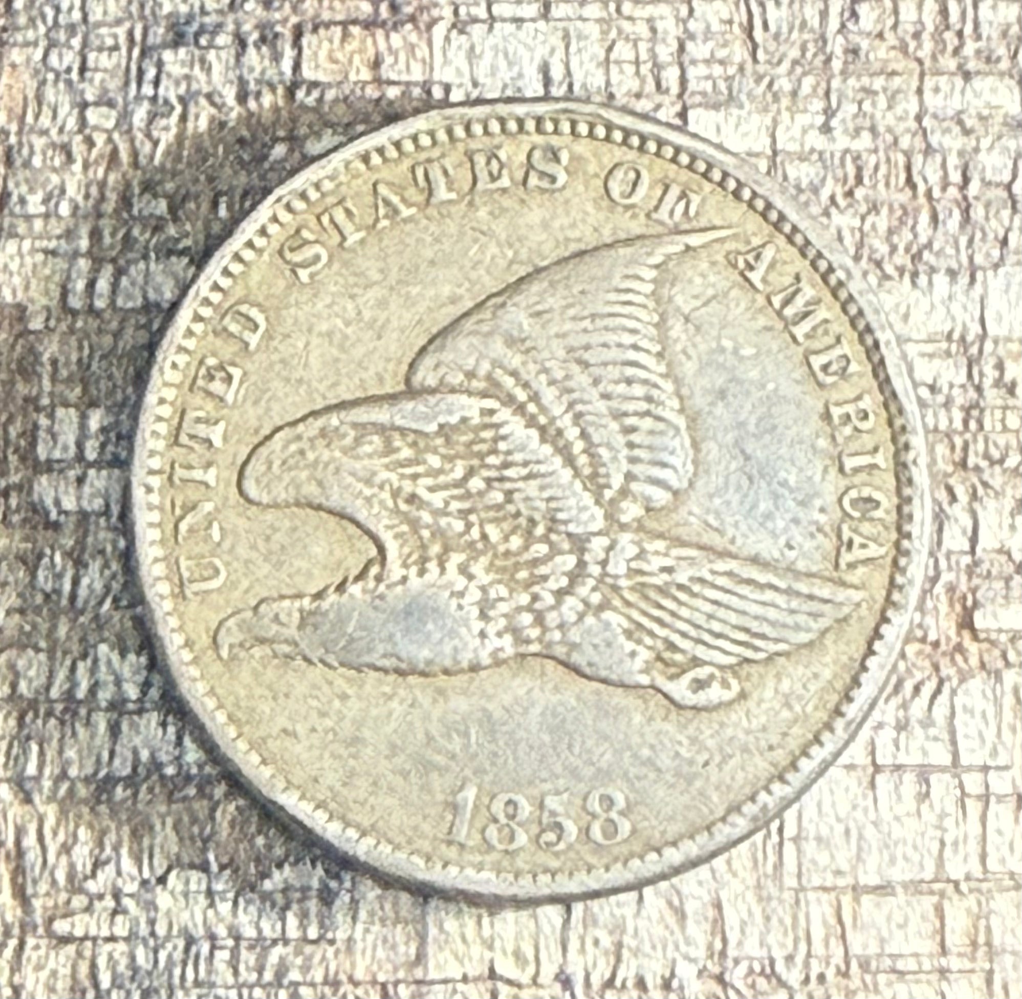 1858 1c US Flying Cent ~ Small Letters