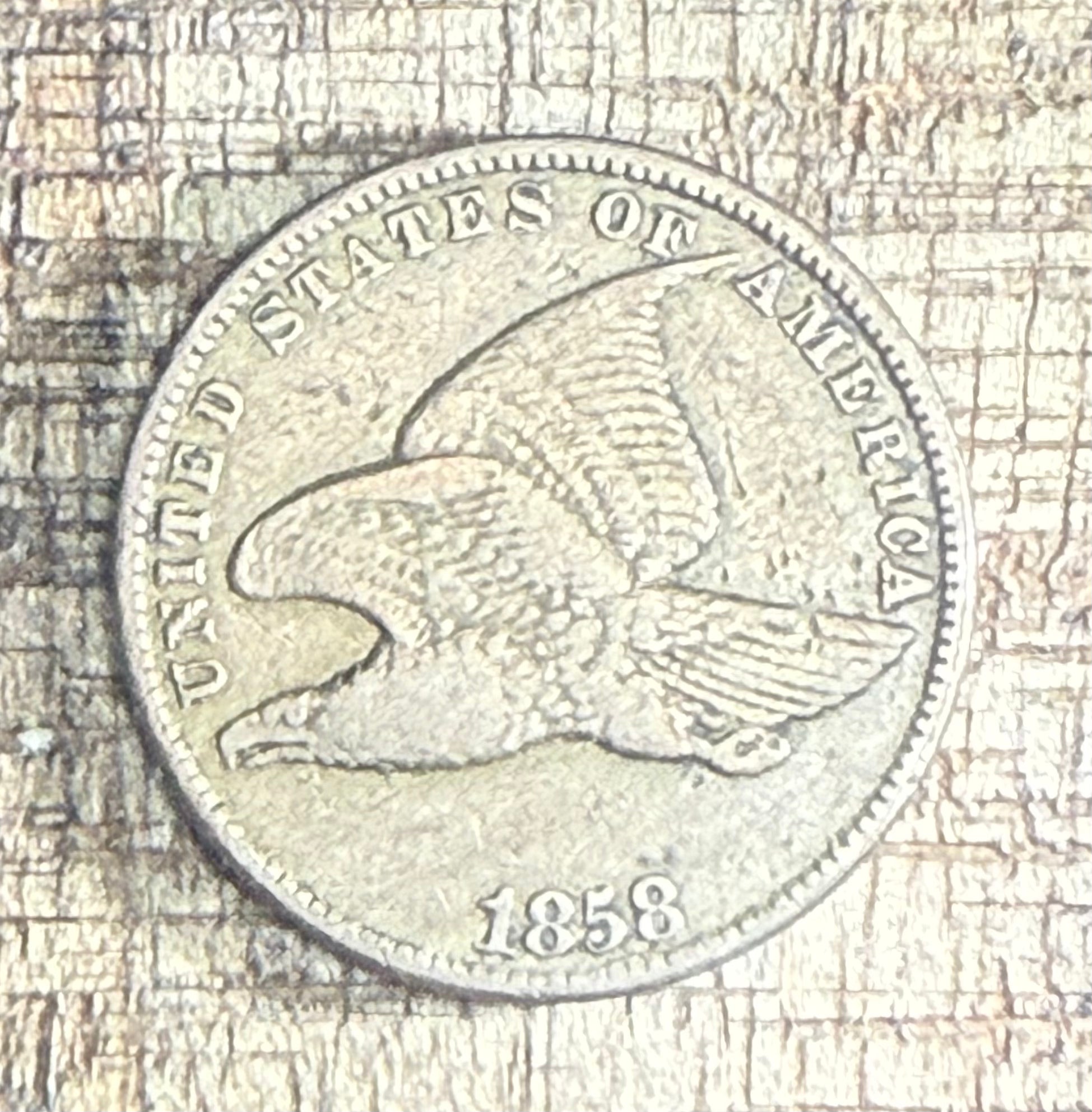 1858 1c US Flying Cent ~ Small Letters