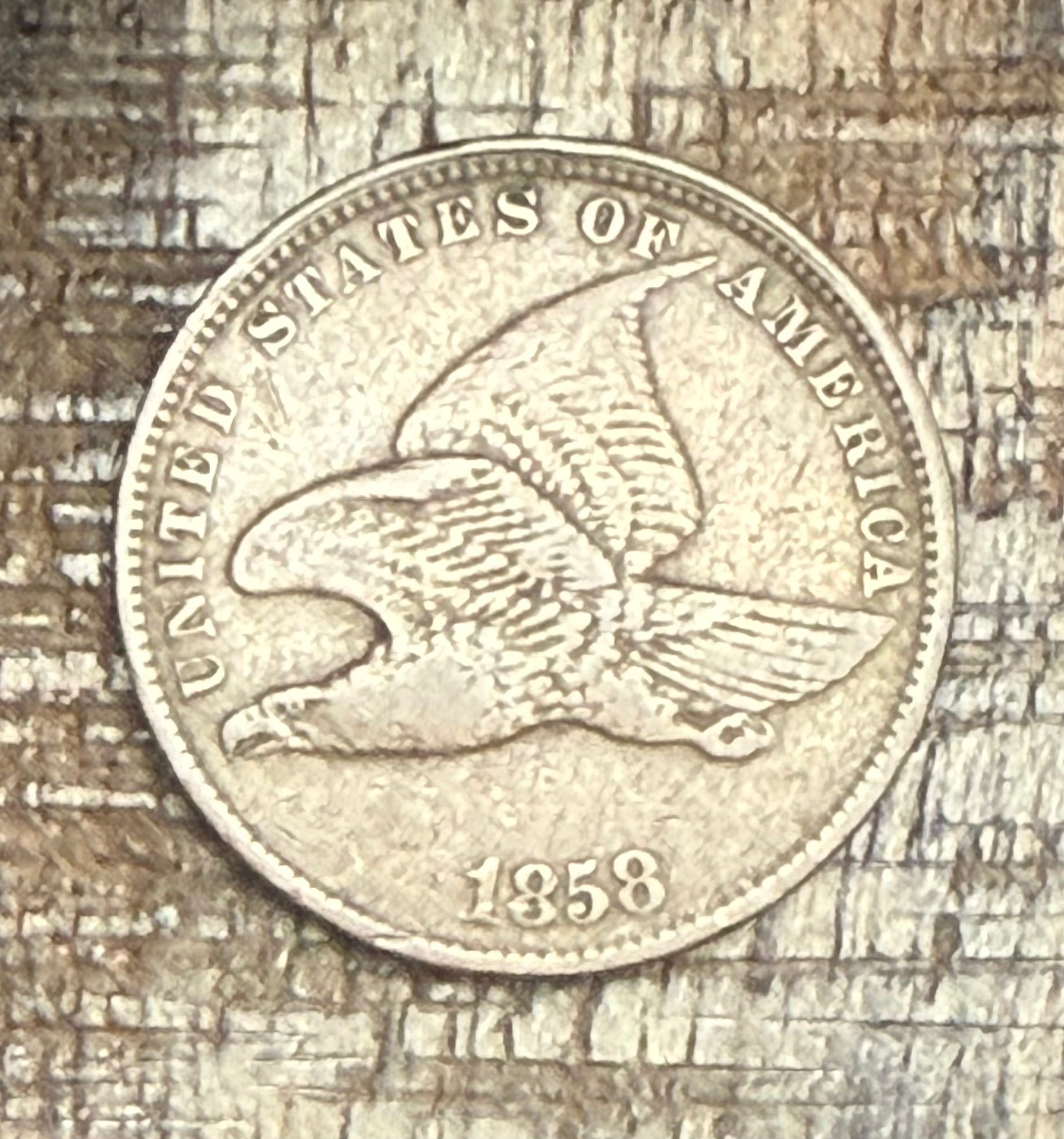 1858 1c US Flying Cent ~ Small Letters
