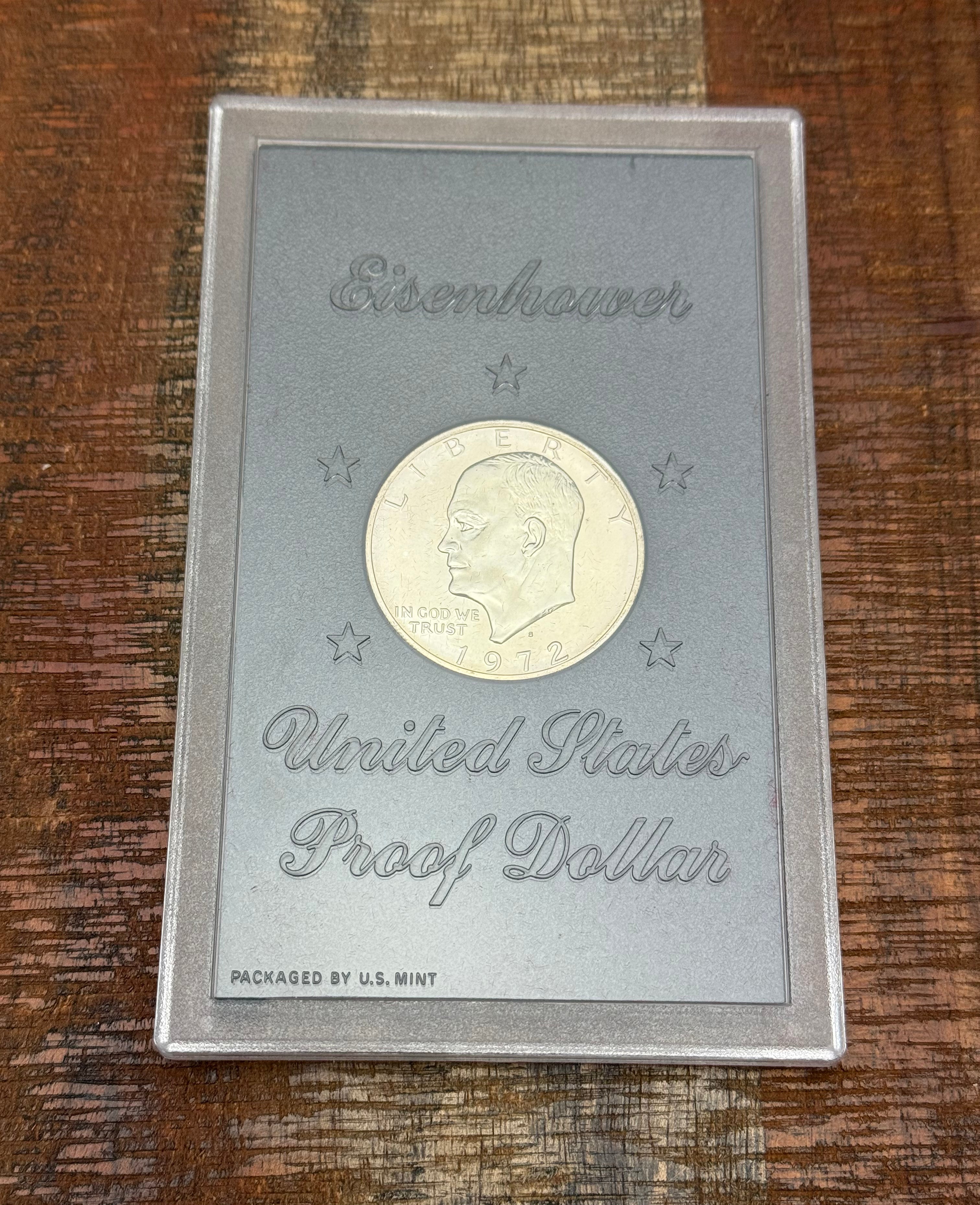 1972-S $1 US Eisenhower Proof Dollar 40% Silver ~ Brown Ike ~ OGP