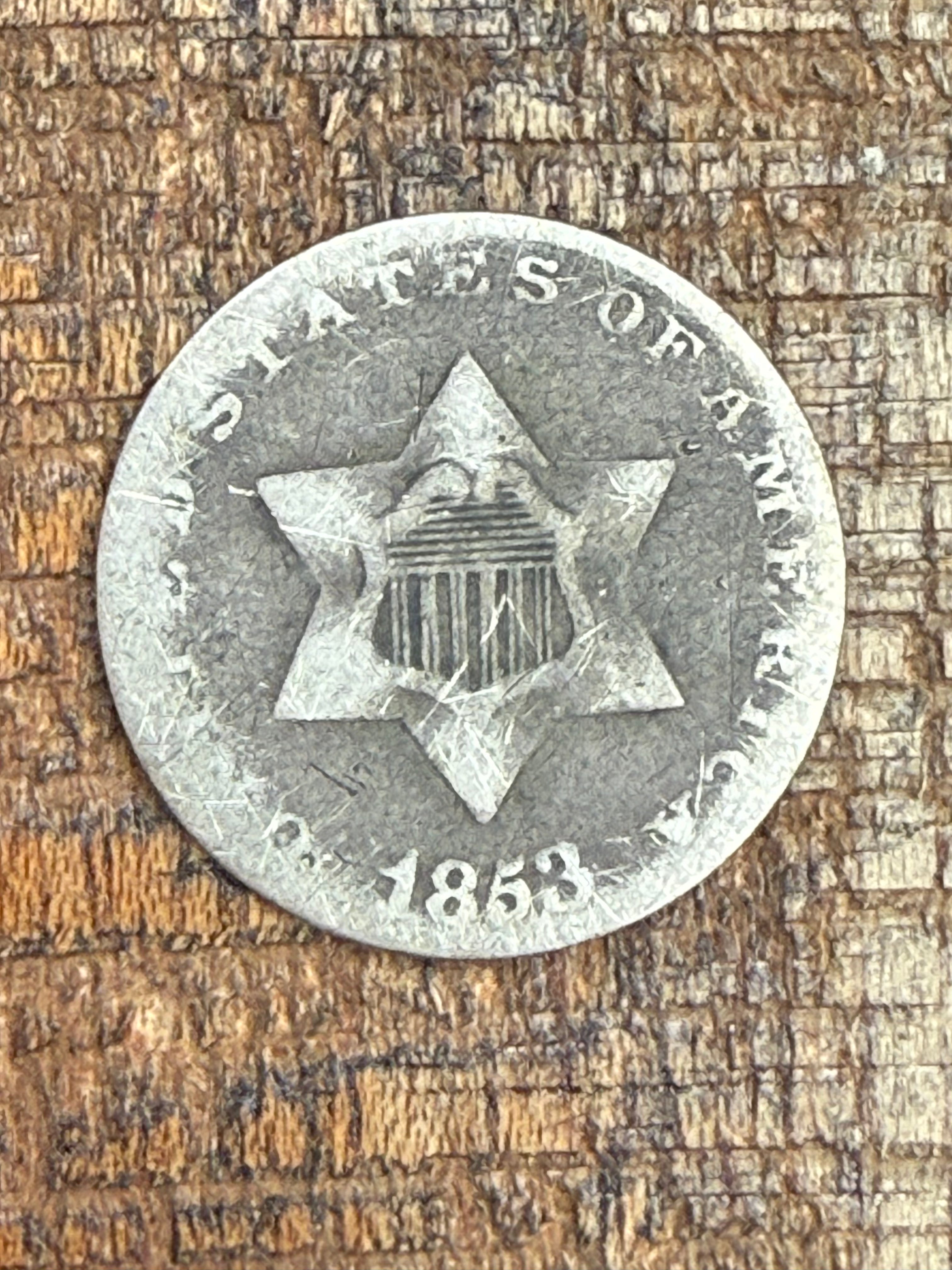 1853 3c US Three Cent ~ Silver