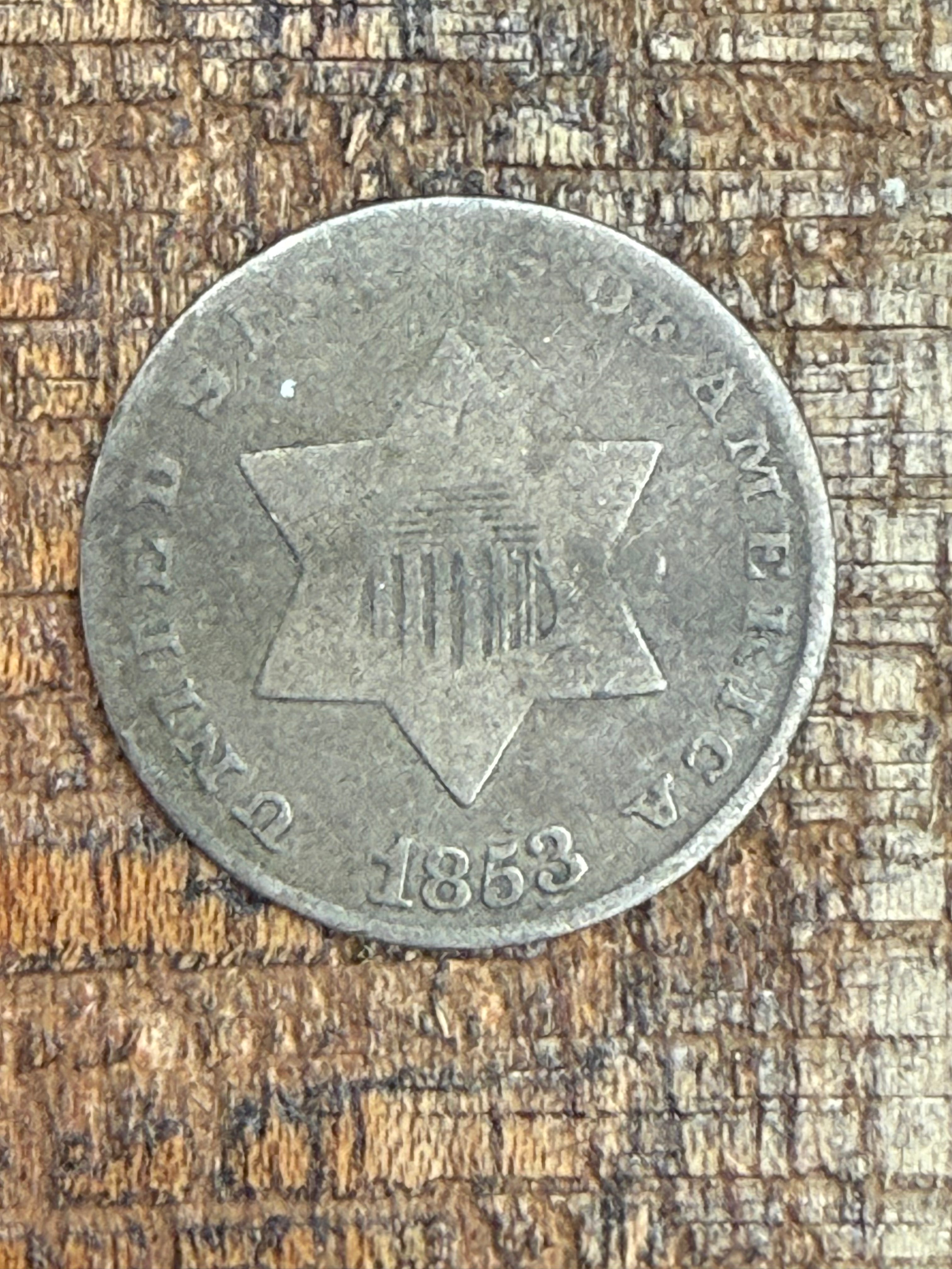 1853 3c US Three Cent ~ Silver