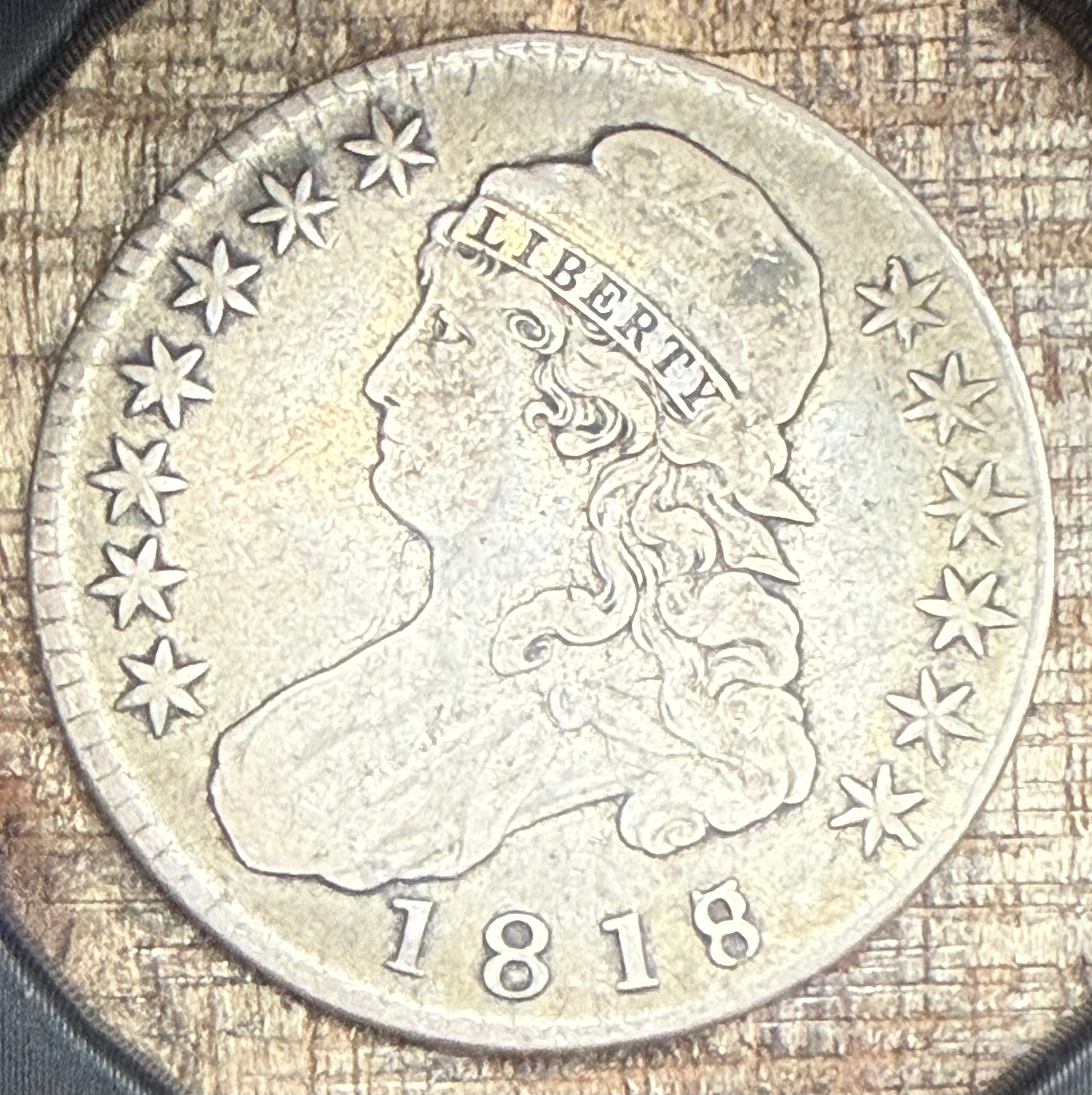 1818/7 50c US Capped Bust Half Dollar