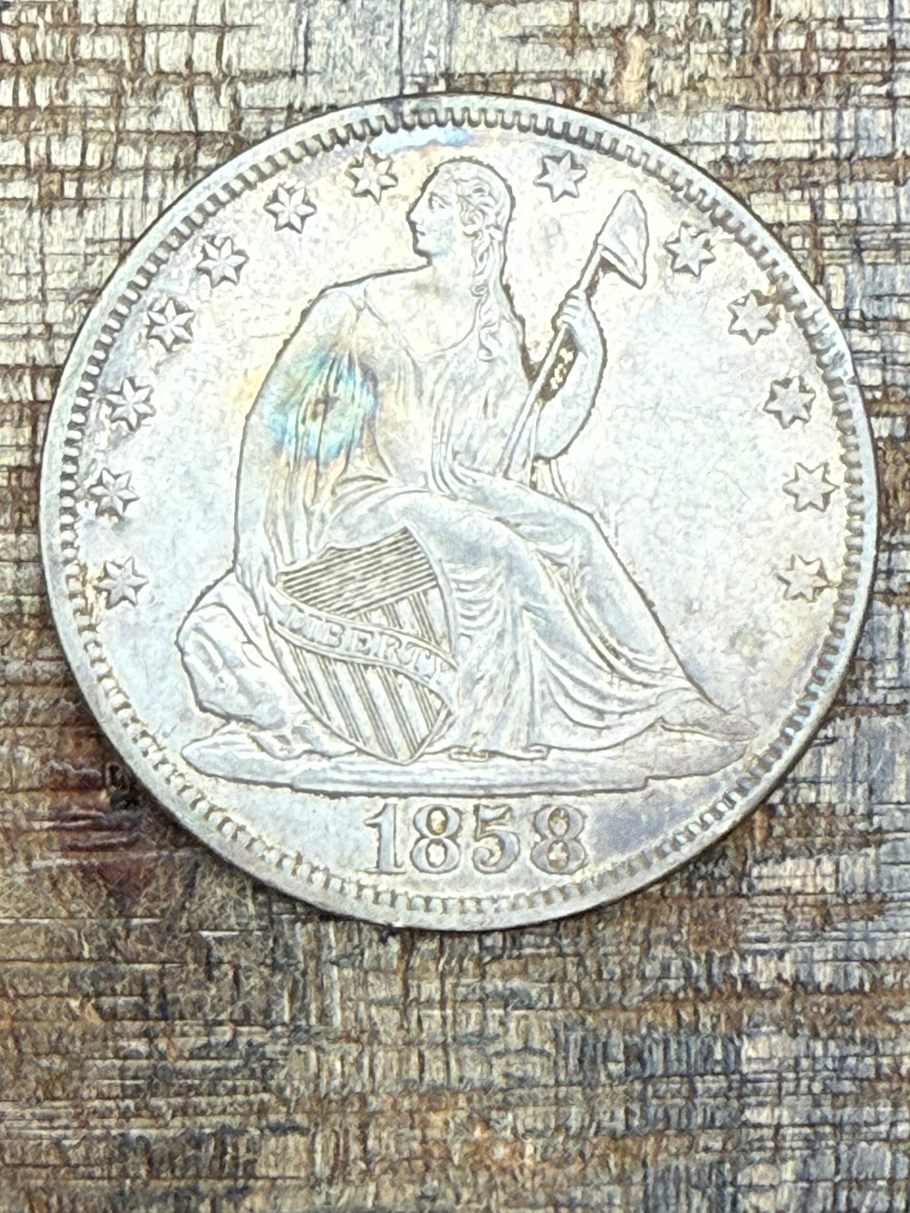 1858-O 50C US Seated Liberty Half Dollar