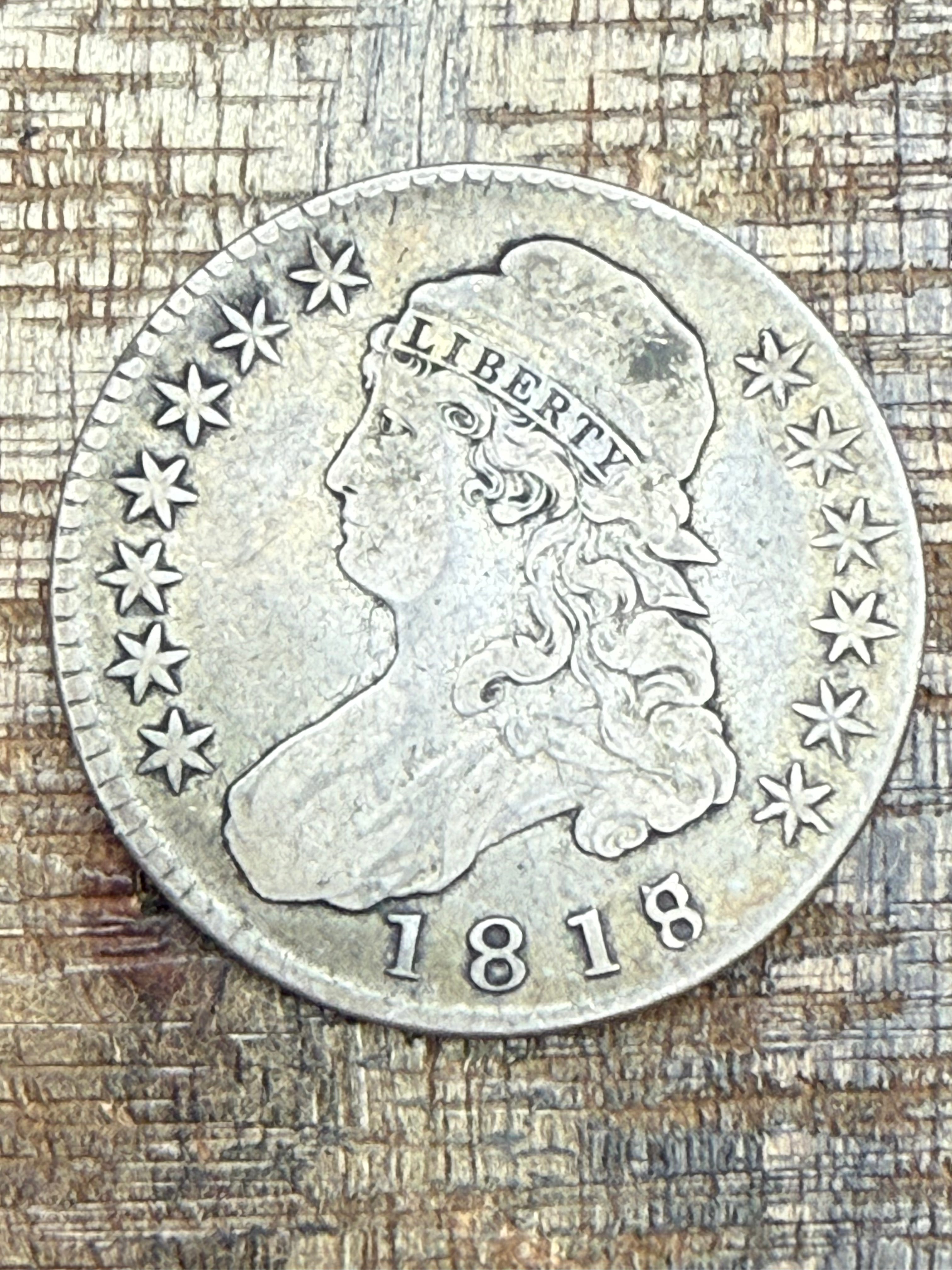 1818/7 50c US Capped Bust Half Dollar