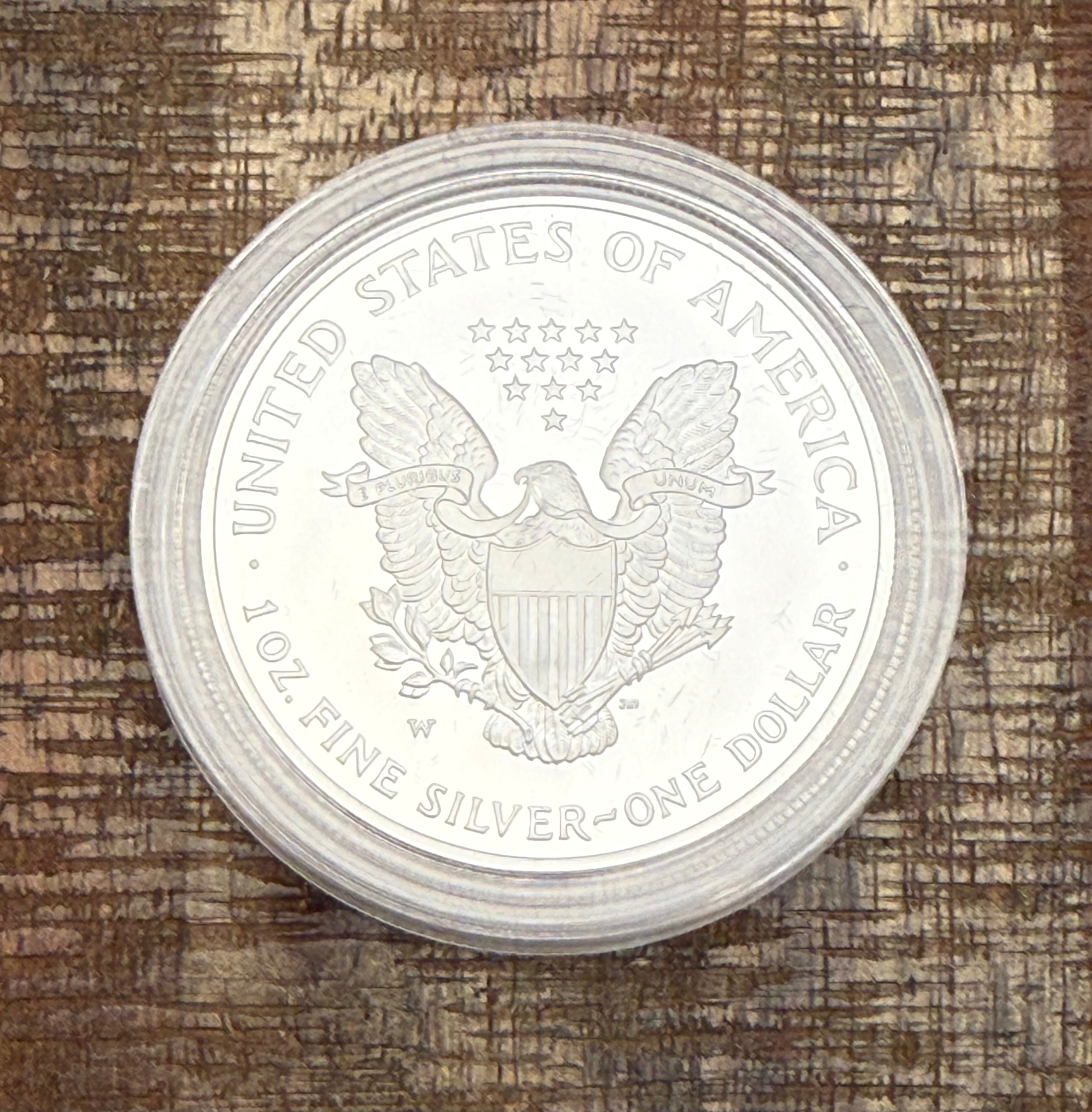2004-W $1 US American Silver Eagle Proof Coin~Capsule, Presentation Case, and Box with COA