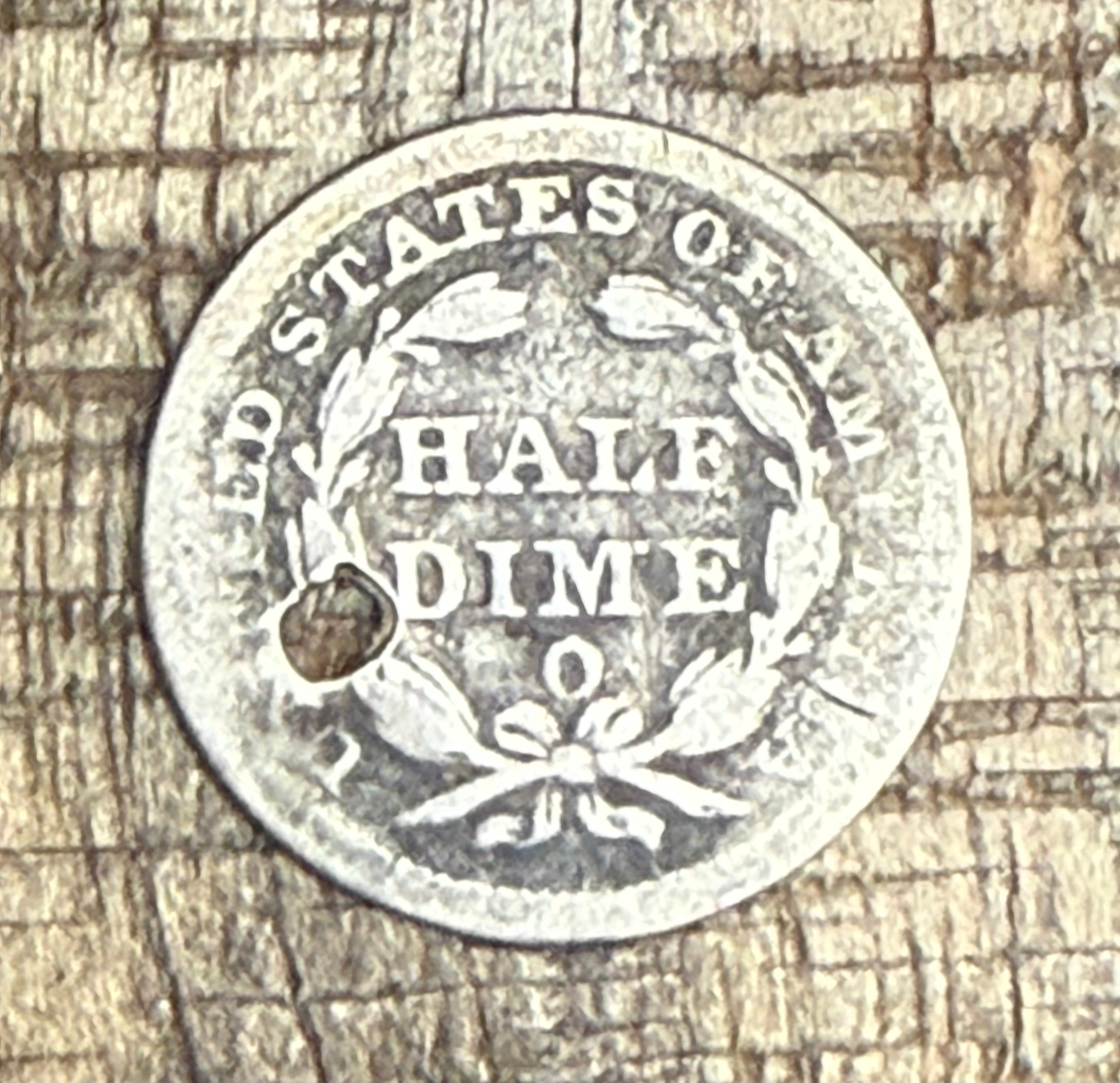 1848-O H10C US Seated Liberty Half Dime~Holed