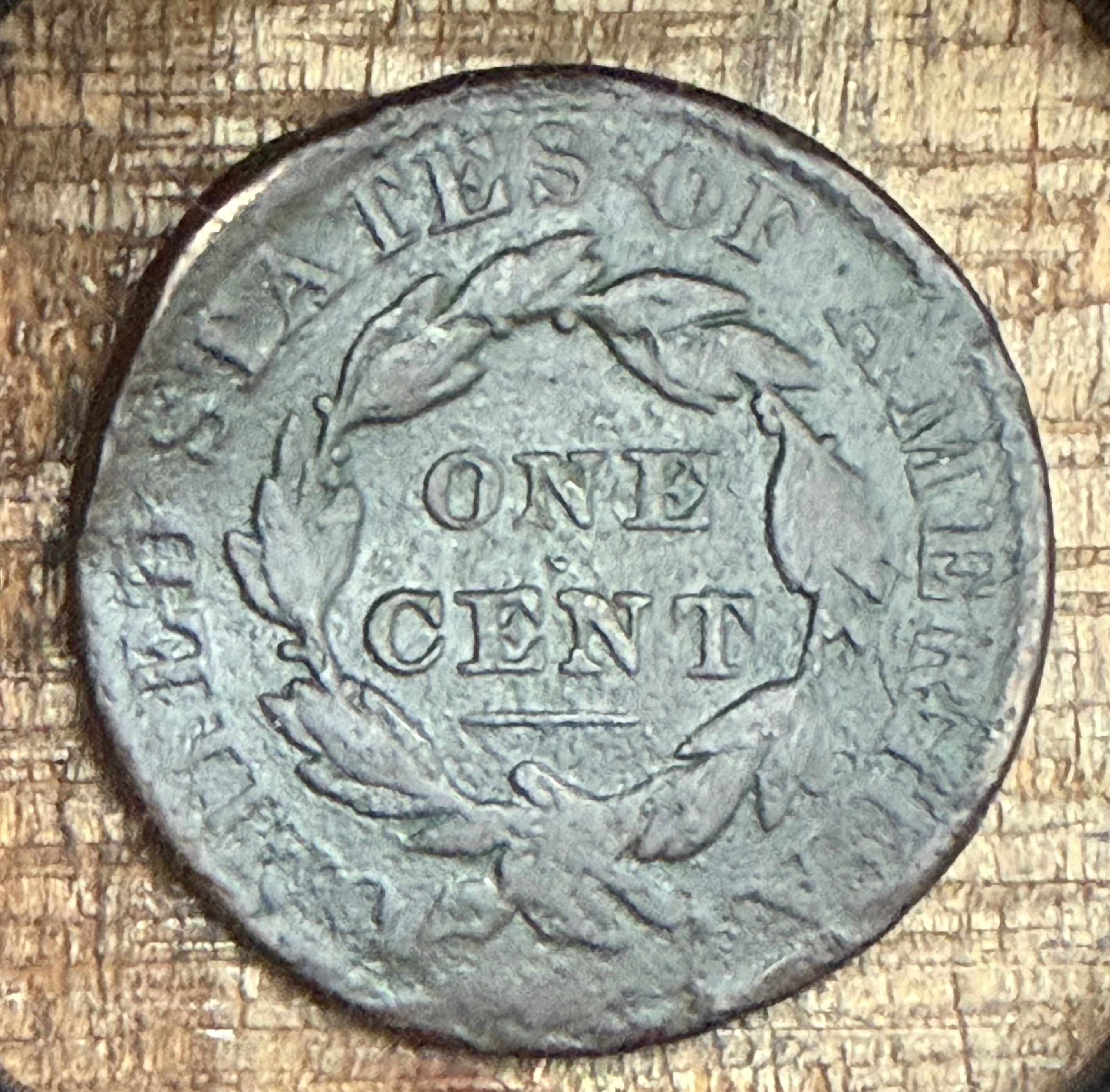 1830 1C US Large Cent~ Damaged (Bent)