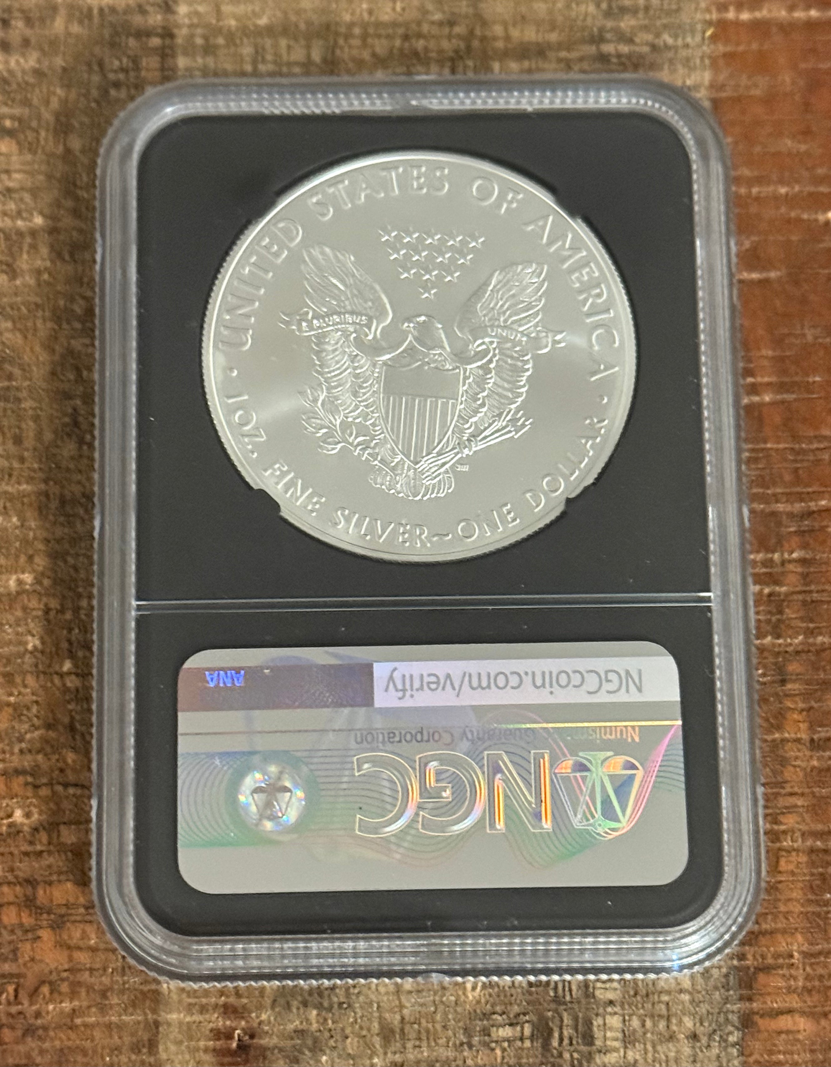 2021 $1 US American Silver Eagle, Heraldic Eagle T-1, First Day of Release, NGC MS70 ~ Signed by Roy