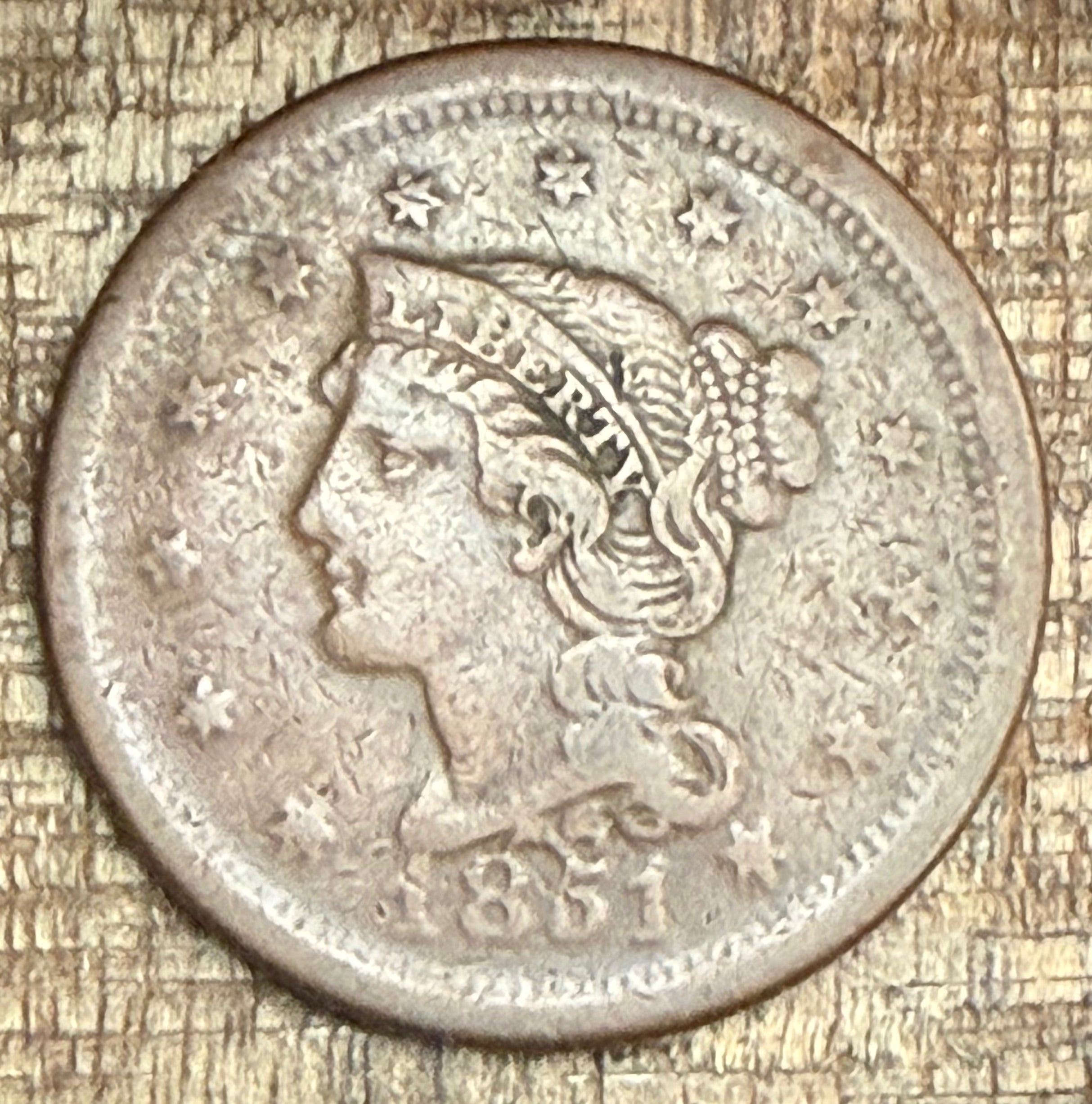 1851 1C US Large Cent