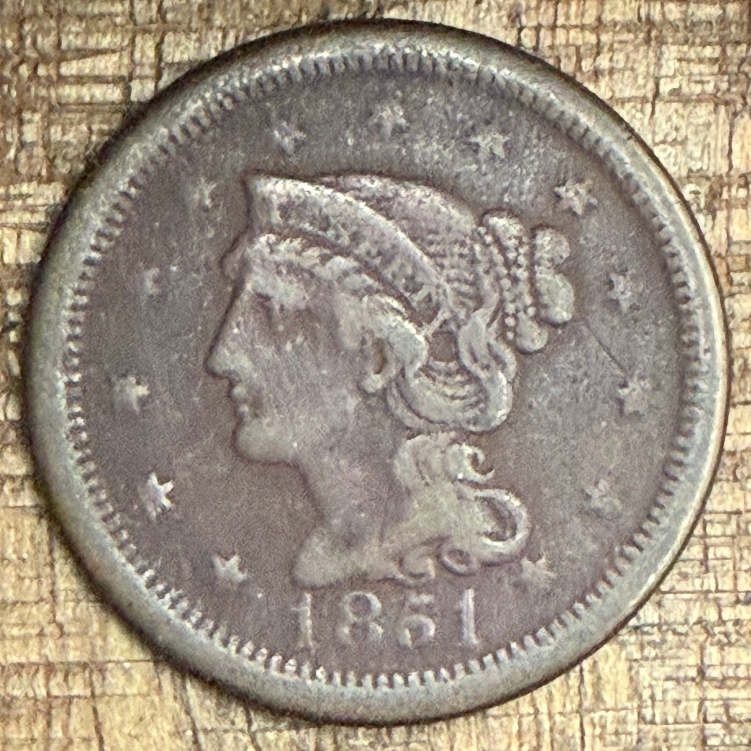 1851 1C US Large Cent